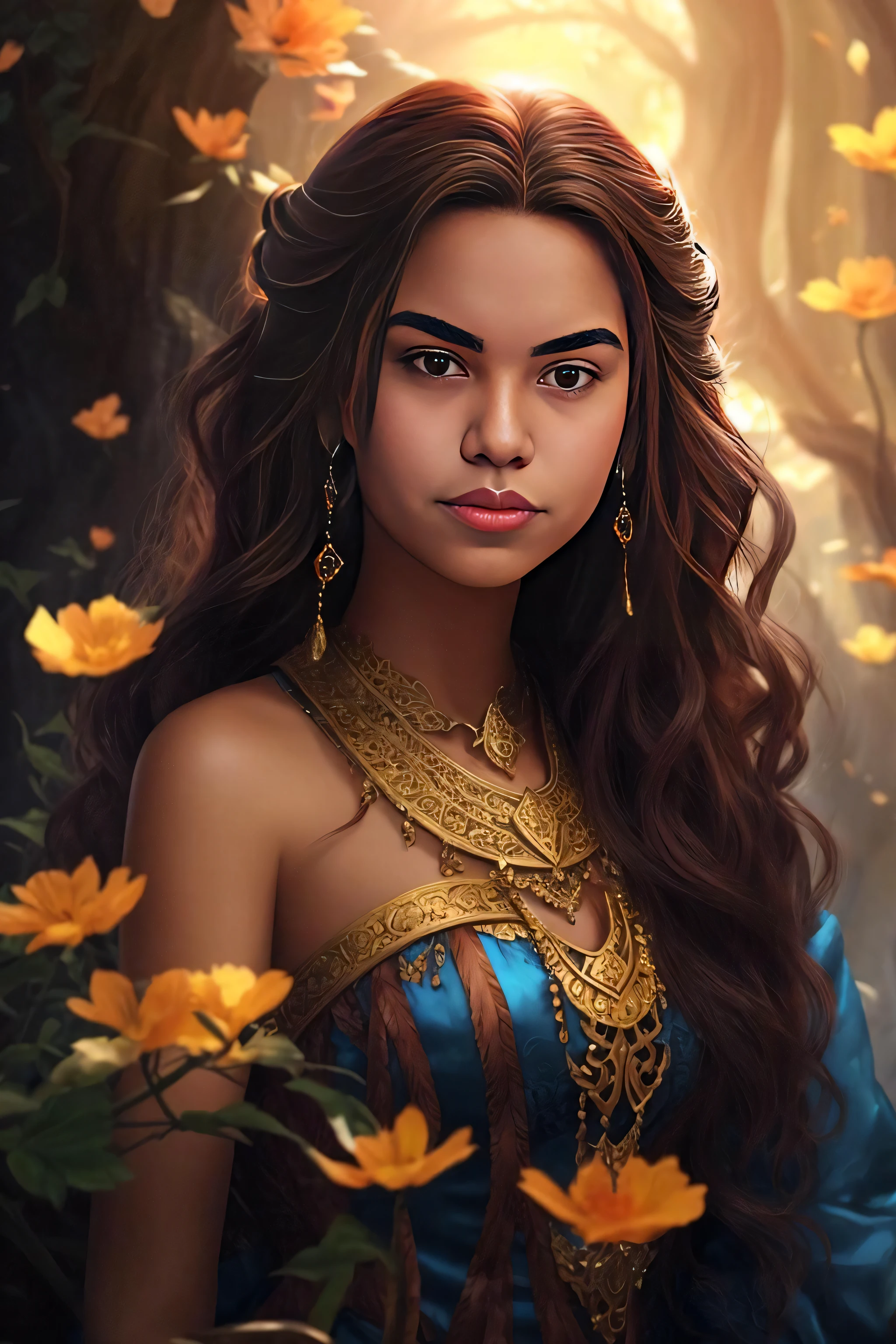 um close up de uma mulher com cabelos longos e um vestido azul, retrato bonito da arte da fantasia, retrato bonito da fantasia, pintura de personagem bonita, retrato de fantasia fosco detalhado, epic fantasy art portrait, estilo de arte de fantasia, retrato da arte da fantasia, linda donzela fantasia, arte do retrato da fantasia, inspirado em Magali Villeneuve, arte do personagem charlie bowater, retrato da fantasia, donzela bonita