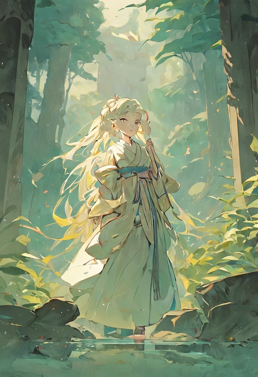 china goddess,CLASSICSTYLE , Ultra-fine plant stone, The draughtsman line, Digital illustration, Thick ink, Minimalist botany, Beautiful and beautiful illustrated masterpiece, Huang Yongyu AI post-editing