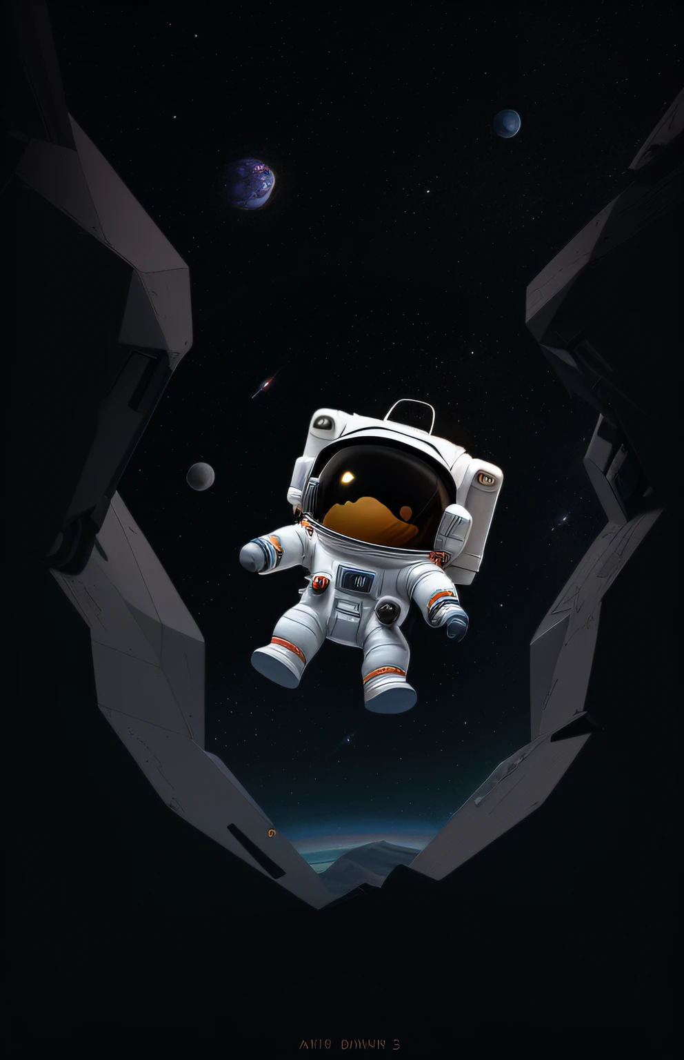 cartoon illustration of a little astronaut on a smooth dark surface, cute detailed digital art, cute 3d rendering, adorable digital painting, cute digital art, fantasy cute astronaut isometric 3d, league of legends style, cute astronaut, 3d rendering stylized, stylized 3D rendering, blender rendering, stylized as a 3D rendering