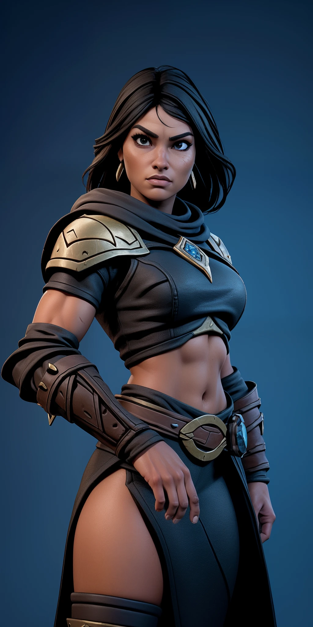 melhor qualidade, obra prima, Ultra Detalhado, symmetr, proporcional, 8k, ((sfw, 1 linda mulher humana 25 anos, do jogo TES skyrim, crop top)), pele negra, africana, rosto bonito, corpo esbelto, detailed hands, corpo magro, cintura, corpo proporcional, seios pequenos