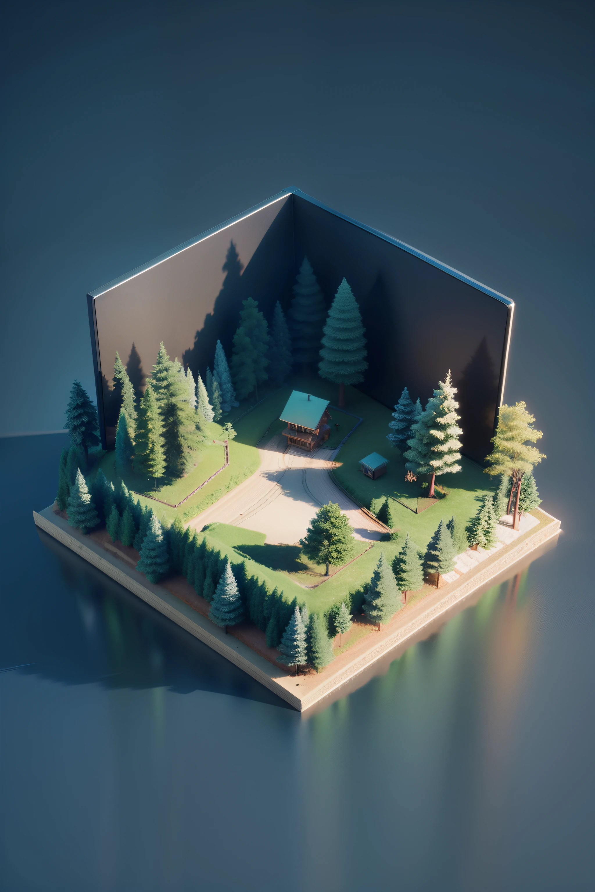 3D video rendering, isometry, Desktop forest, Top view