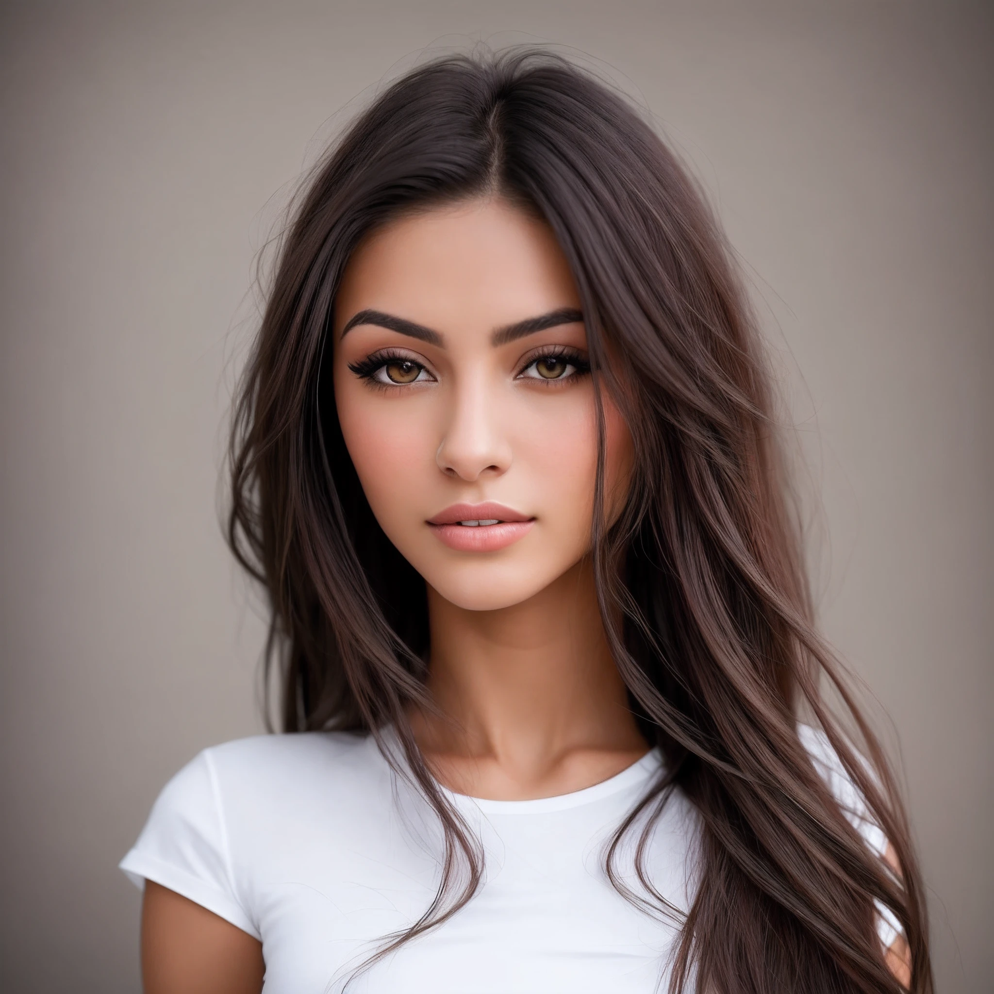 a close up of a woman with long hair and a white top, photo of a beautiful woman, gorgeous latina face, attractive beautiful face, beautiful model girl, jaw dropping beauty, beautiful girl model, gorgeous attractive face, girl with dark brown hair, beautiful model, gorgeous beautiful woman, jaw-dropping beauty, extremely beautiful face, beautiful mexican woman