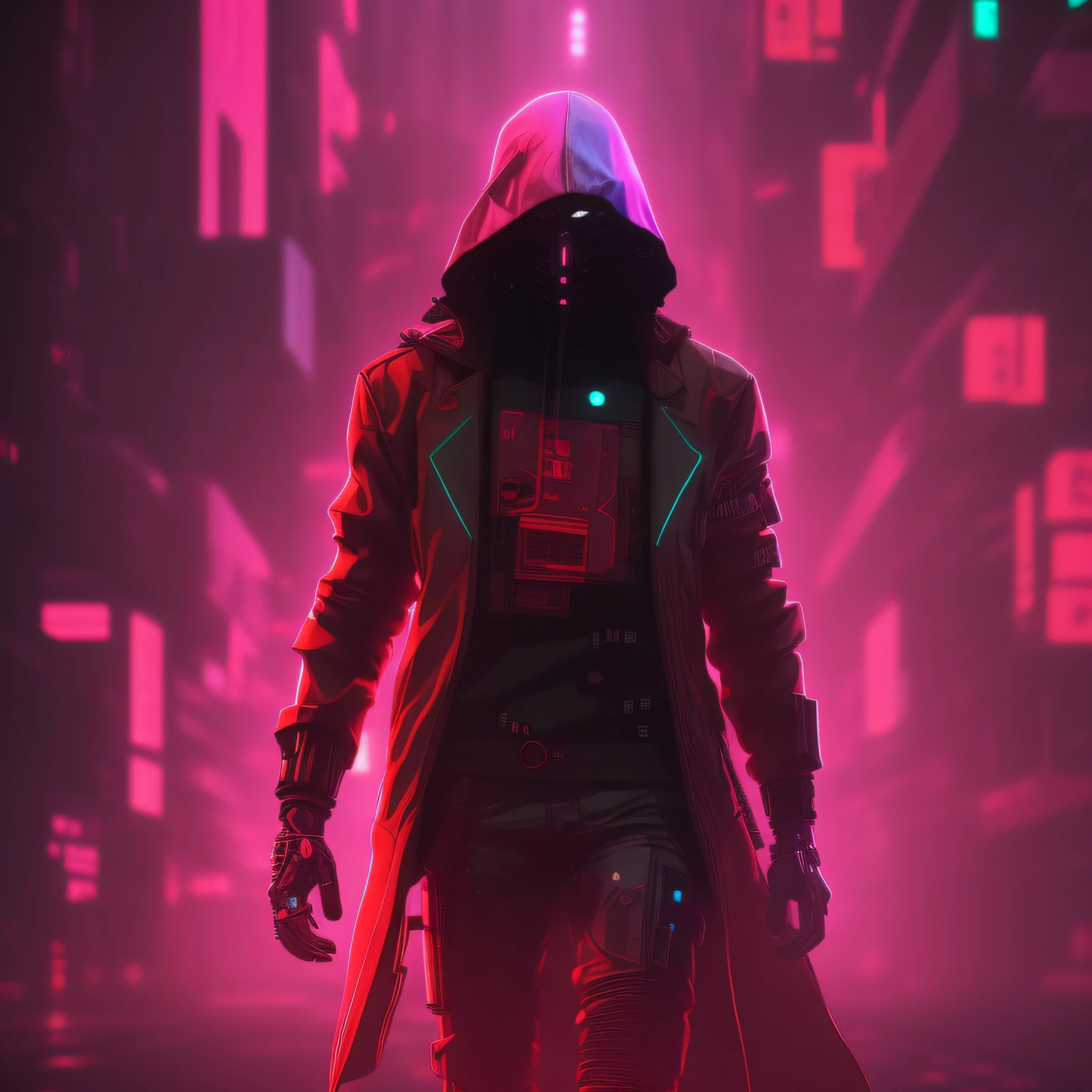 Imagem de um homem com uma jaqueta encapuzada caminhando por uma rua, assassino cyberpunk, hacker cyberpunk, cyberpunk hero, arte digital cyberpunk, estilo de arte cyberpunk, arte de fantasia sombria cyberpunk, dark cyberpunk illustration, Cyberpunk Rua Goon, estilo cyberpunk horror, personagem cyberpunk, tem estilo cyberpunk, Garota de anime cyberpunk com capuz, Cyberpunk Streetwear, badass anime 8 k, arte do personagem cyberpunk