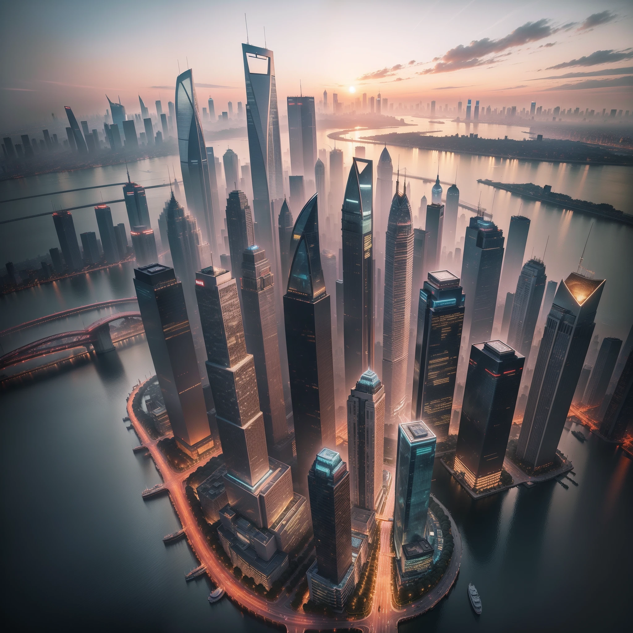 A bustling cityscape emerges as the sun sets over Shanghai, casting a golden hue upon the towering skyscrapers and vibrant streets. The scene is alive with energy and diversity, capturing the essence of this modern metropolis. The five descriptive keywords that encapsulate the image are: dynamic, cosmopolitan, illuminated, bustling, and futuristic.
The camera, a state-of-the-art device, captures the essence of Shanghai from a bird's-eye perspective. Its lens, wide-angle and versatile, allows for the grandeur of the city to be fully embraced. As the evening unfolds, the camera lens unveils the mesmerizing blend of traditional architecture and contemporary landmarks that coexist harmoniously.
Shanghai's skyline breathes with life as the vibrant city lights begin to illuminate the streets below. The time of day is dusk, where the sky transforms into an enchanting blend of pastel colors, providing a dreamlike backdrop for the city's constant activity. The photograph exudes a sense of anticipation and possibility, capturing the vibrant essence of Shanghai as nightfall approaches.
The style of the photograph juxtaposes the sleek lines and futuristic elements of the cityscape with the organic flow of its surroundings. It combines elements of architectural precision and natural beauty, resulting in a captivating visual narrative. The photograph employs a blend of sharpness and softness, emphasizing both the concrete structures and the living energy that permeates the streets.
As for the type of film used, the photograph evokes the unique characteristics of classic black and white film. It adds a timeless quality to the image, enhancing the dramatic contrast between light and shadow, and emphasizing the intricate details of the cityscape.
In summary, the prompt for Midjourney can be described as: Shanghai's bustling cityscape, dynamic, cosmopolitan, illuminated, bustling, and futuristic. The camera, equipped with a versatile wide-angle lens, captures the city from a bird's-e