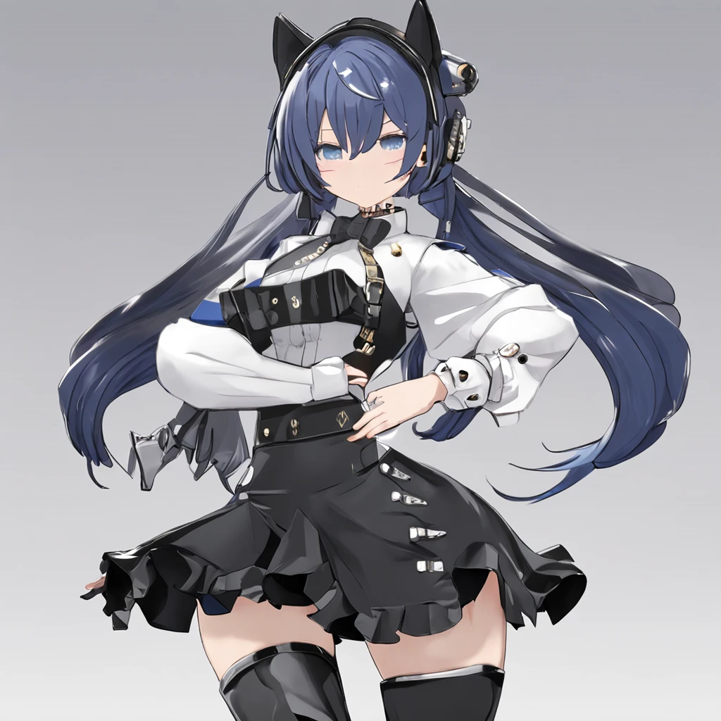 Anime - Estilo screenshot de uma mulher em uma roupa preta e branca, Estilo de pista Azur, Do videogame Azur Lane, modelo live2d youtuber virtual, Personagens de Azur Lane, de arknights, anime estilo 3d, render de uma menina anime 3d bonito, Dark demonic, estilo anime. 8k, 3 d render arte do caractere 8 k