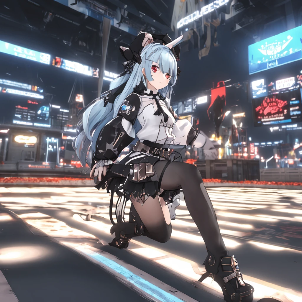 Anime - Estilo screenshot de uma mulher em uma roupa preta e branca, Estilo de pista Azur, Do videogame Azur Lane, modelo live2d youtuber virtual, Personagens de Azur Lane, de arknights, anime estilo 3d, render de uma menina anime 3d bonito, Dark demonic, estilo anime. 8k, 3 d render arte do caractere 8 k