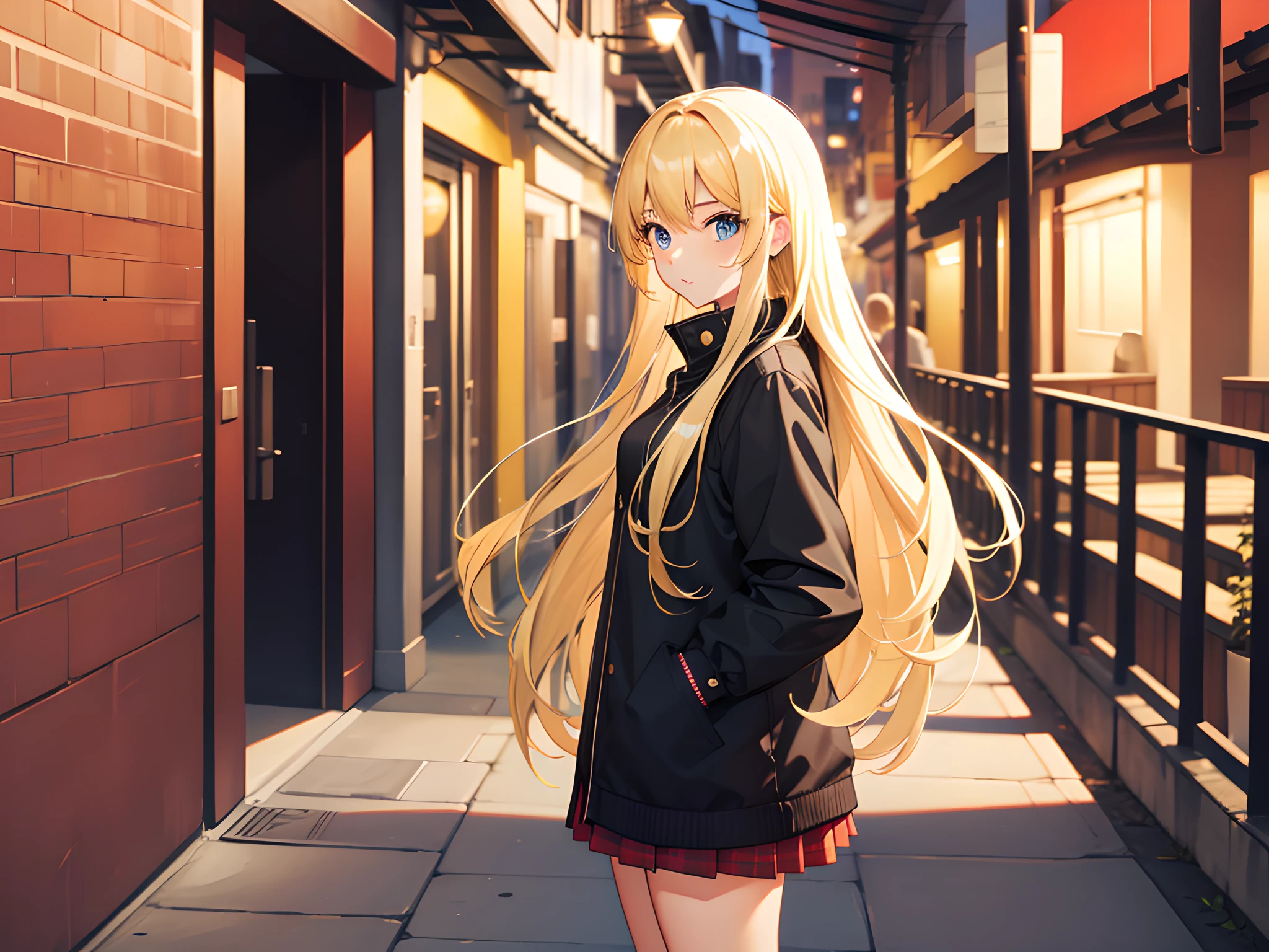 (Pretty sister:1.3)、(Super detailed)、summer、she、Messy Hair、moisture、Blonde、(night)、suit