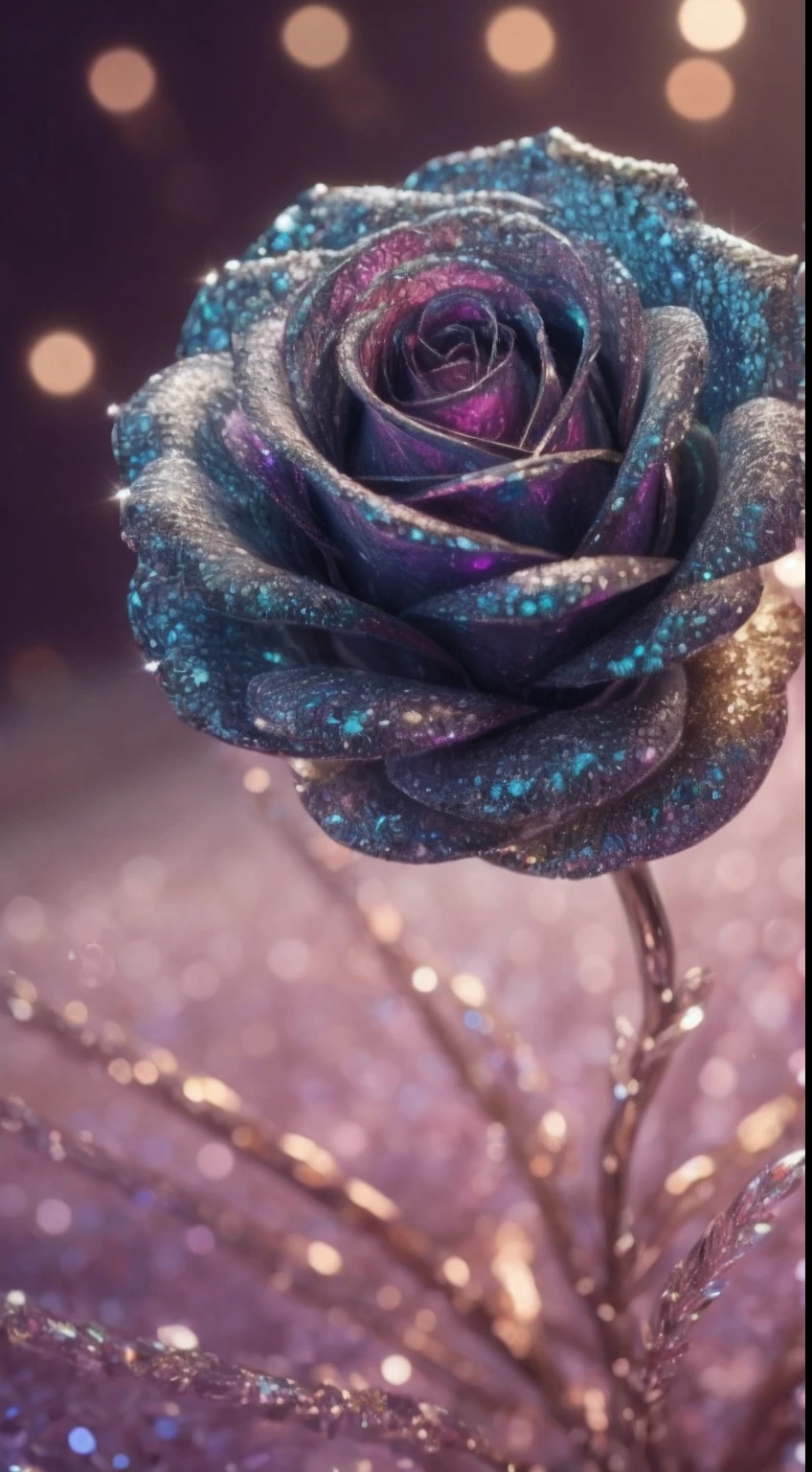 Crystal rose, fanciful, galaxias, cleanness, glittery, glittery, Splendor, Colorful, Amazing photography, dramatic lighting, photo-realism, ultra - detailed, 4K, depth of fields, A high resolution