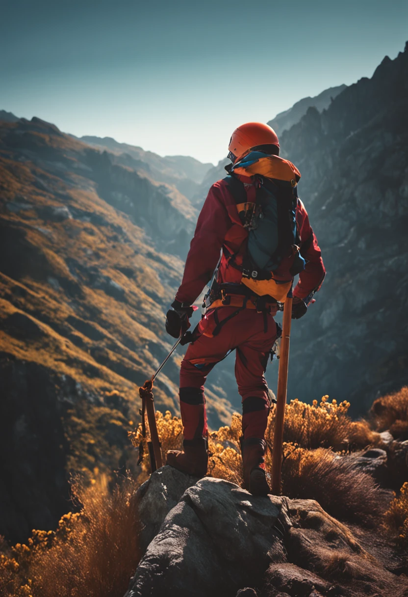 man, redhead, poles, climber