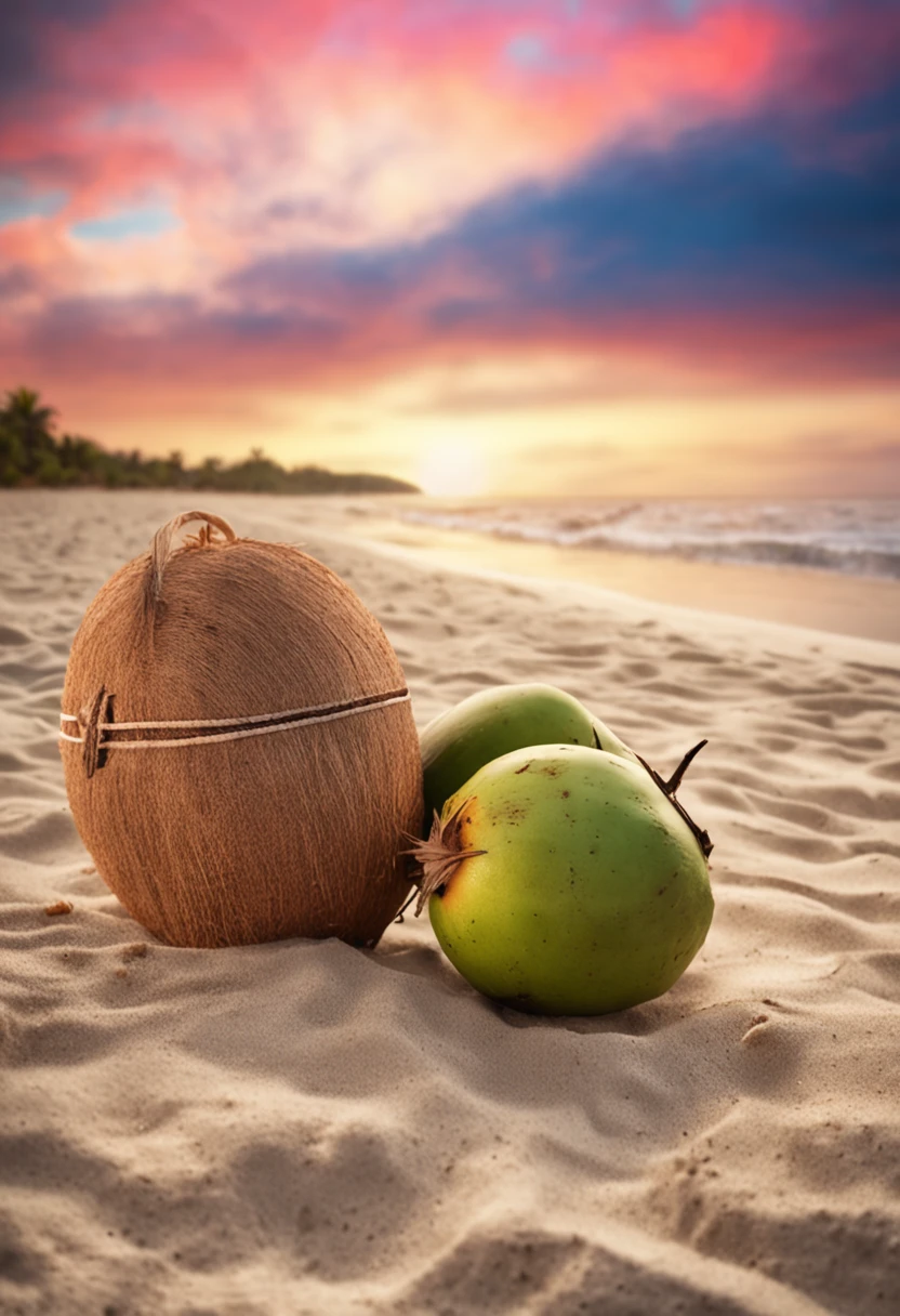 summer beach with fresh coconut