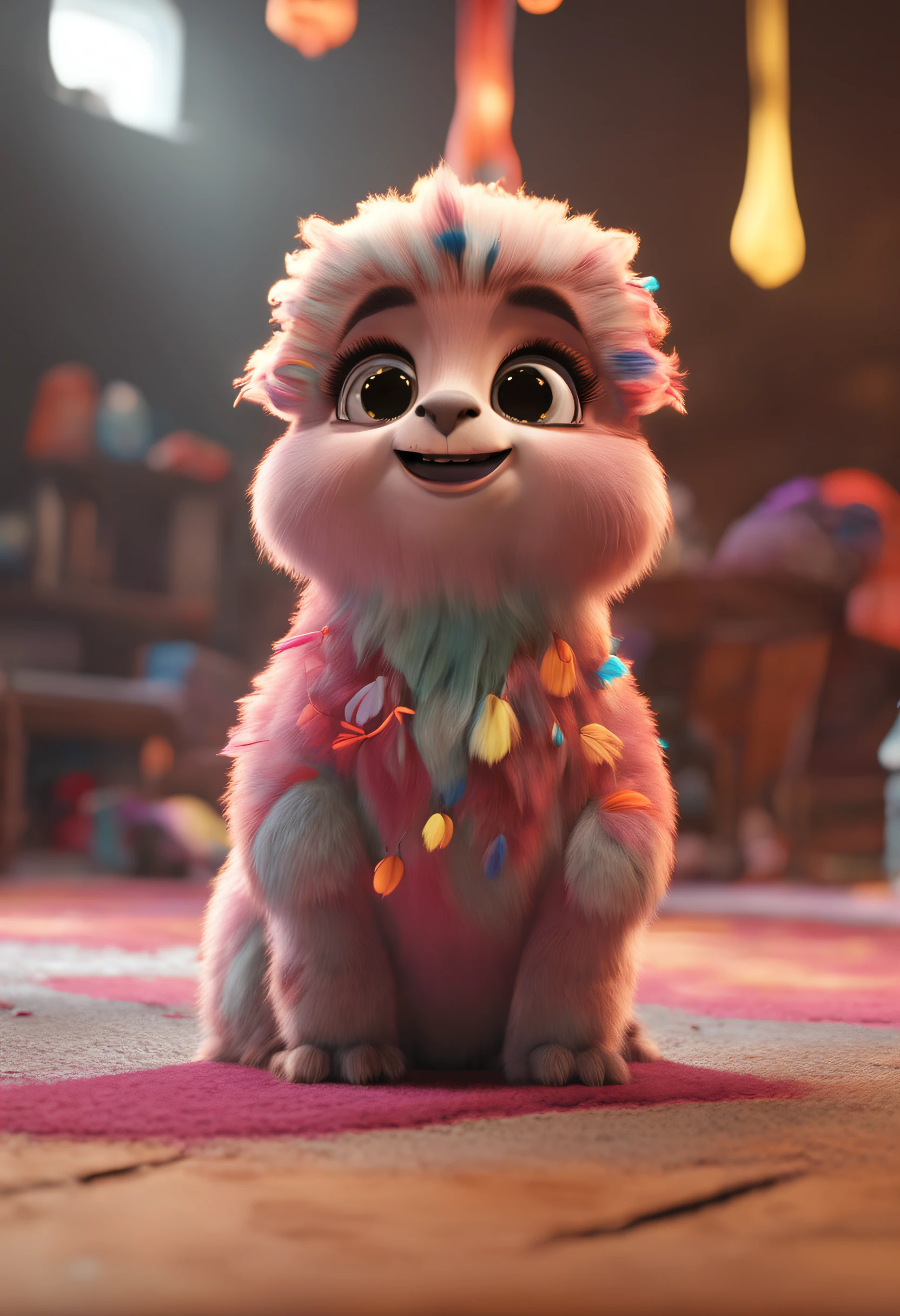 (masterpiece), (best quality), (ultra-detailed), (full body:1.2), Super cute, Pixar, llama, Big bright eyes, Fluffy, Smile, Delicate and fine, Fairy tales, Incredibly high detailed, Pixar style, Bright color palette, Natural light, Octane render, Trending on Artstation, Gorgeous, Ultra wide angle, 8k, HD, Realistic