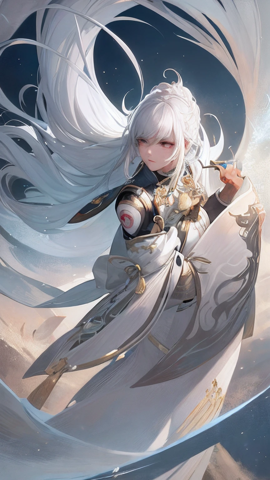 a close up of a woman with white hair and a white mask, beautiful character painting, guweiz, artwork in the style of guweiz, white haired deity, by Yang J, epic exquisite character art, stunning character art, by Fan Qi, by Wuzhun Shifan, guweiz on pixiv artstation