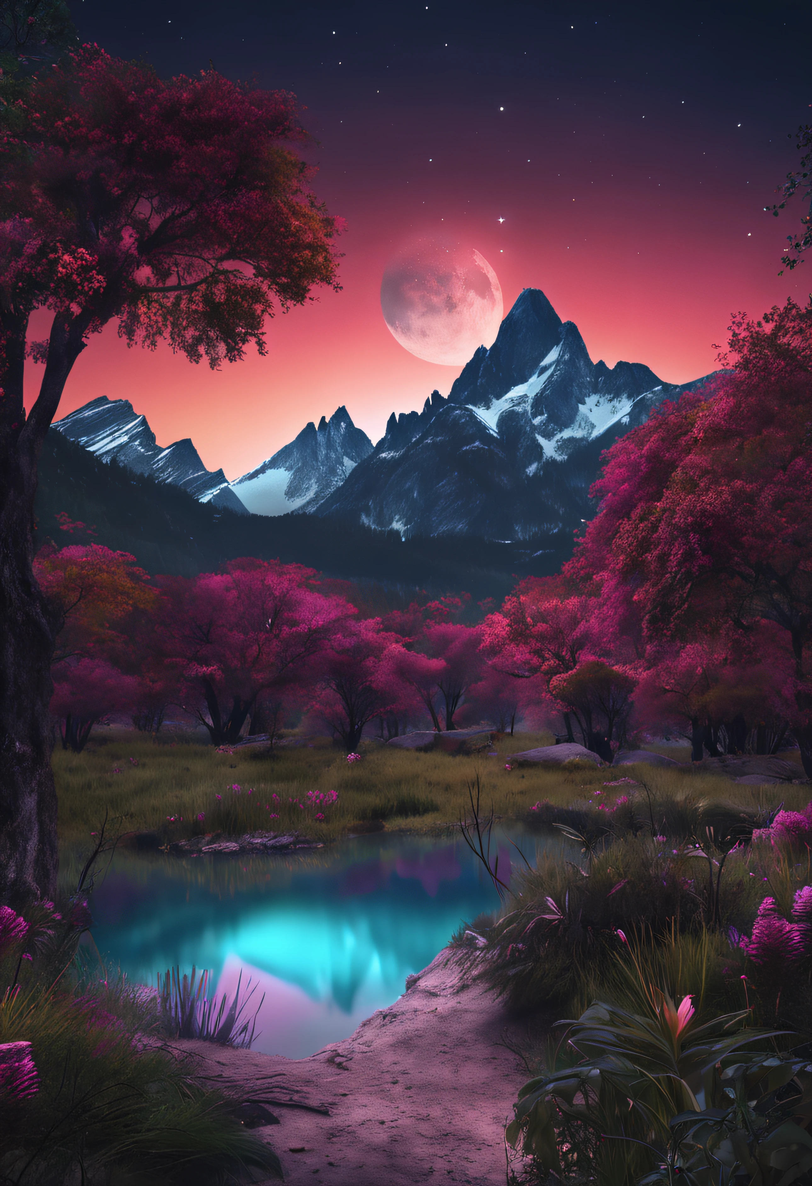 "serene moonlit landscape"