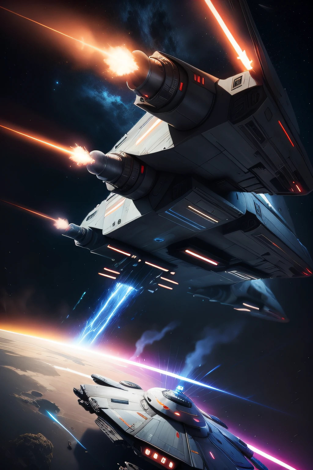 Futuristic battleships Star Wars Starfield
