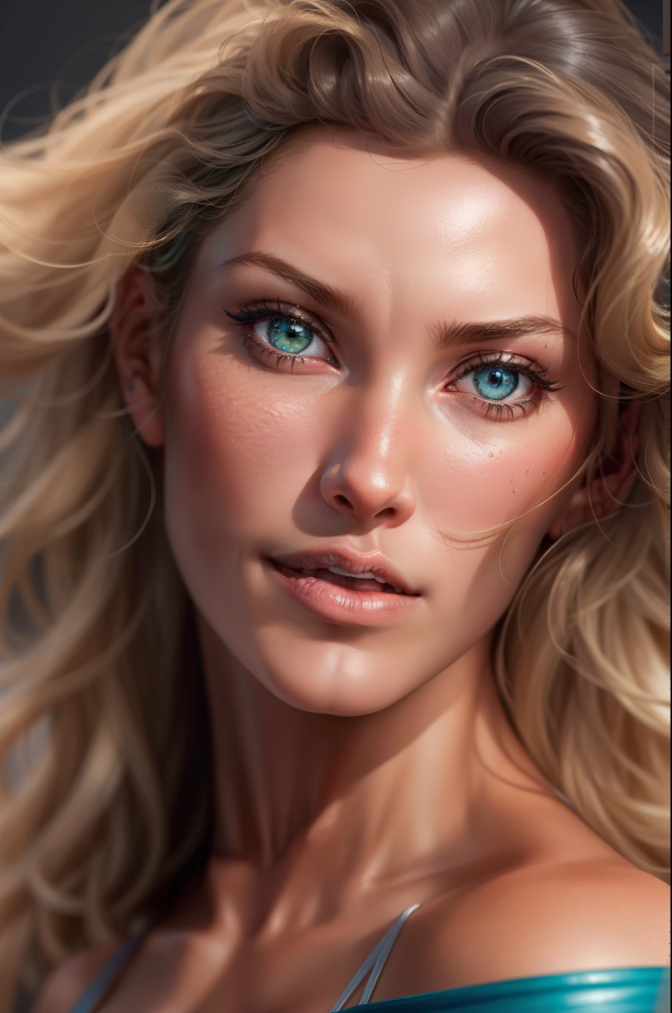 irina meier, extreme closeup, smiling at viewer, red hair, blue eyes, (8k, RAW photo, best quality, masterpiece:1.2),ultra-detailed, (high detailed skin:1.2), 8k uhd, dslr, soft lighting, high quality,
