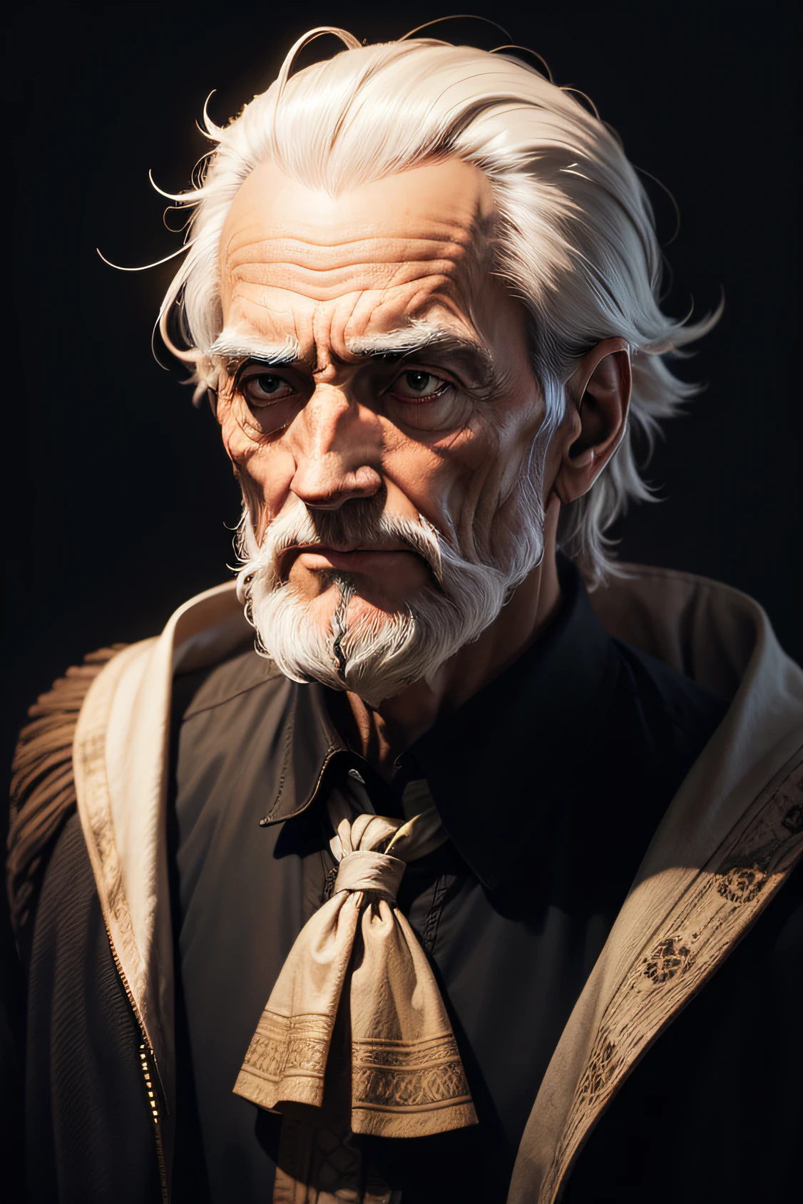 image of an old philosopher, with a black background