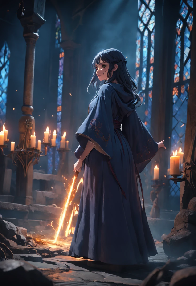 the witch,medieval times,Robe. fantasy, magical, mistic, See the immortals, Ethereal, Sublime atmosphere, Dreamlike, insanely detailed and intricate, Matte painting, Dramatic lighting, 70mm lense, Detail Love, Good quality, rendering by octane, Unreal Engine 5, Photorealistic, epic look at your scene, Biblical Cinematic Universe.Tilt Blur, shutter speed.