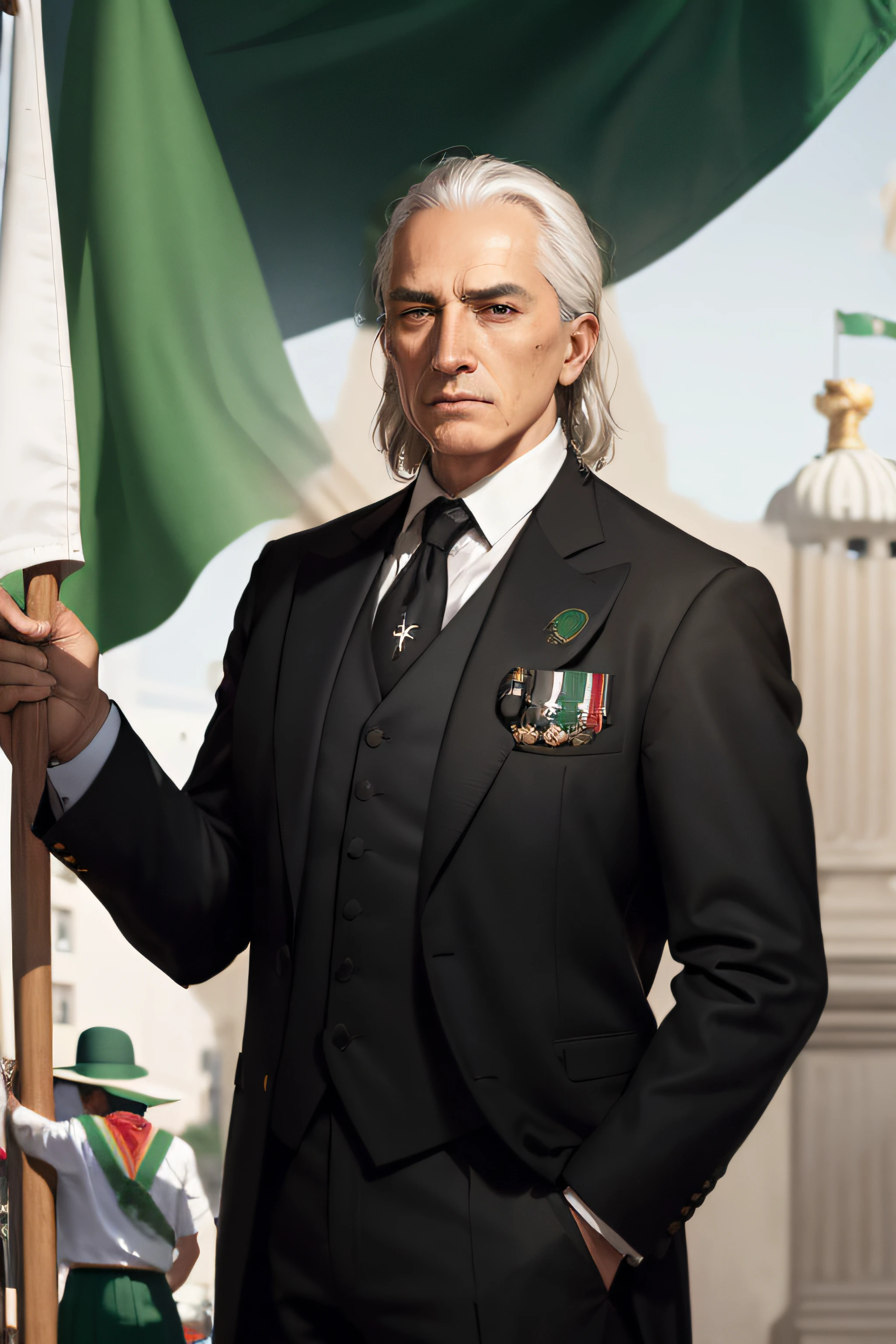 holding a flag with the flag of Mexico