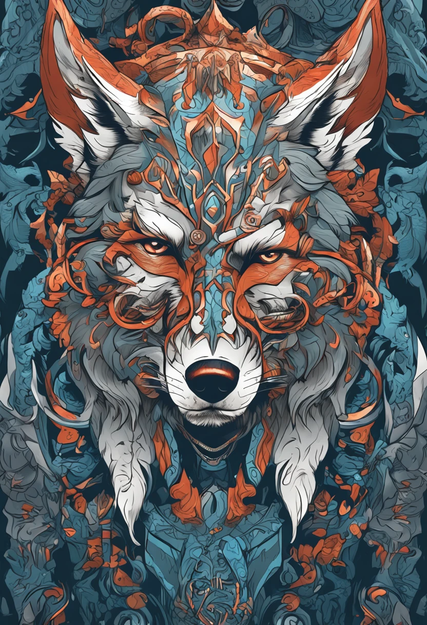 superhero wolf with viking mask,Mascared man lovely, beautiful, blue hair, intricate details, -upscale -- --auto --s2