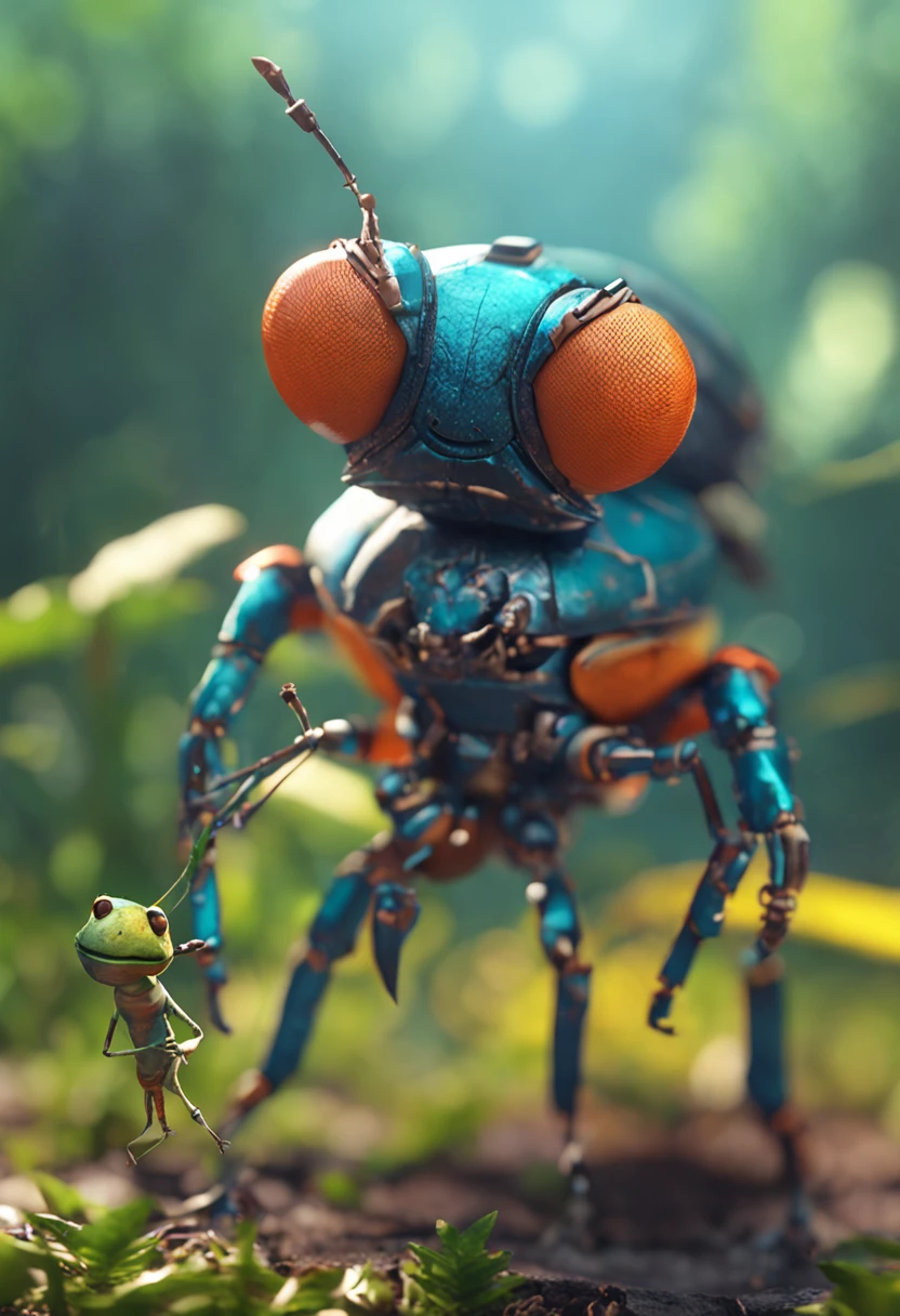 a couple of bugs standing next to each other on a field, game key art, depicted as a pixar character, official splash art, high technology inplants, realistic movie photos, Ultra high definition, Realistic medium, Bright color, Highly detailed, Ultra HD drawings, Perfect composition, Beautiful details intricate crazy details octane rendering trends on ArtStation, of 8K., realistic conceptual art, Soft, natural volume, cinematic light