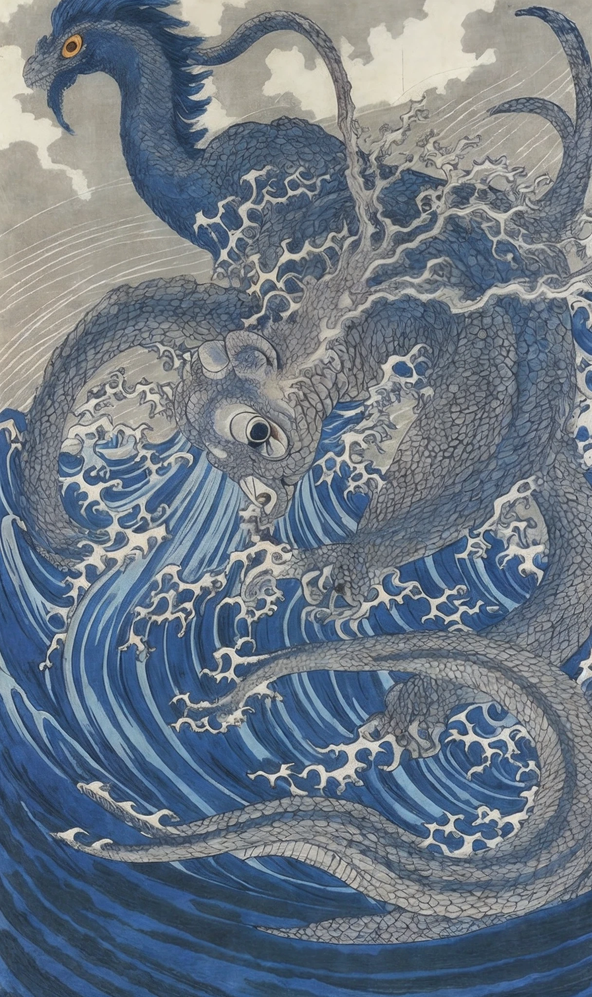 The half-blood river dragon went into battle shirtless,dull red,Long beard,ukiyo-style,k hd,Minimalist background,(angry look),tmasterpiece,filigree,k hd
