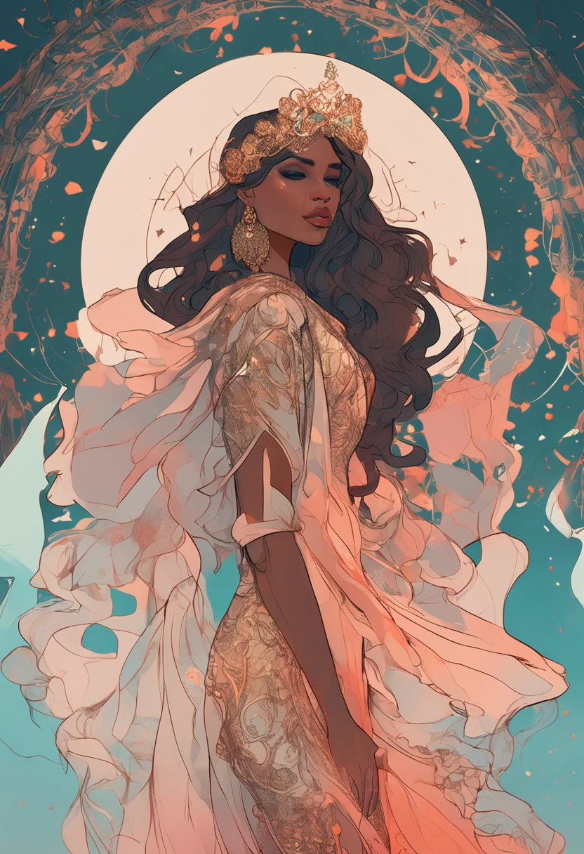 ethereal goddess of persian princess with stunning dress, portrait by loish, Conrad Roset, wlop, guiweiz, elegant, classy, perfect angle, shiny accessories  -imagine - --auto --s2