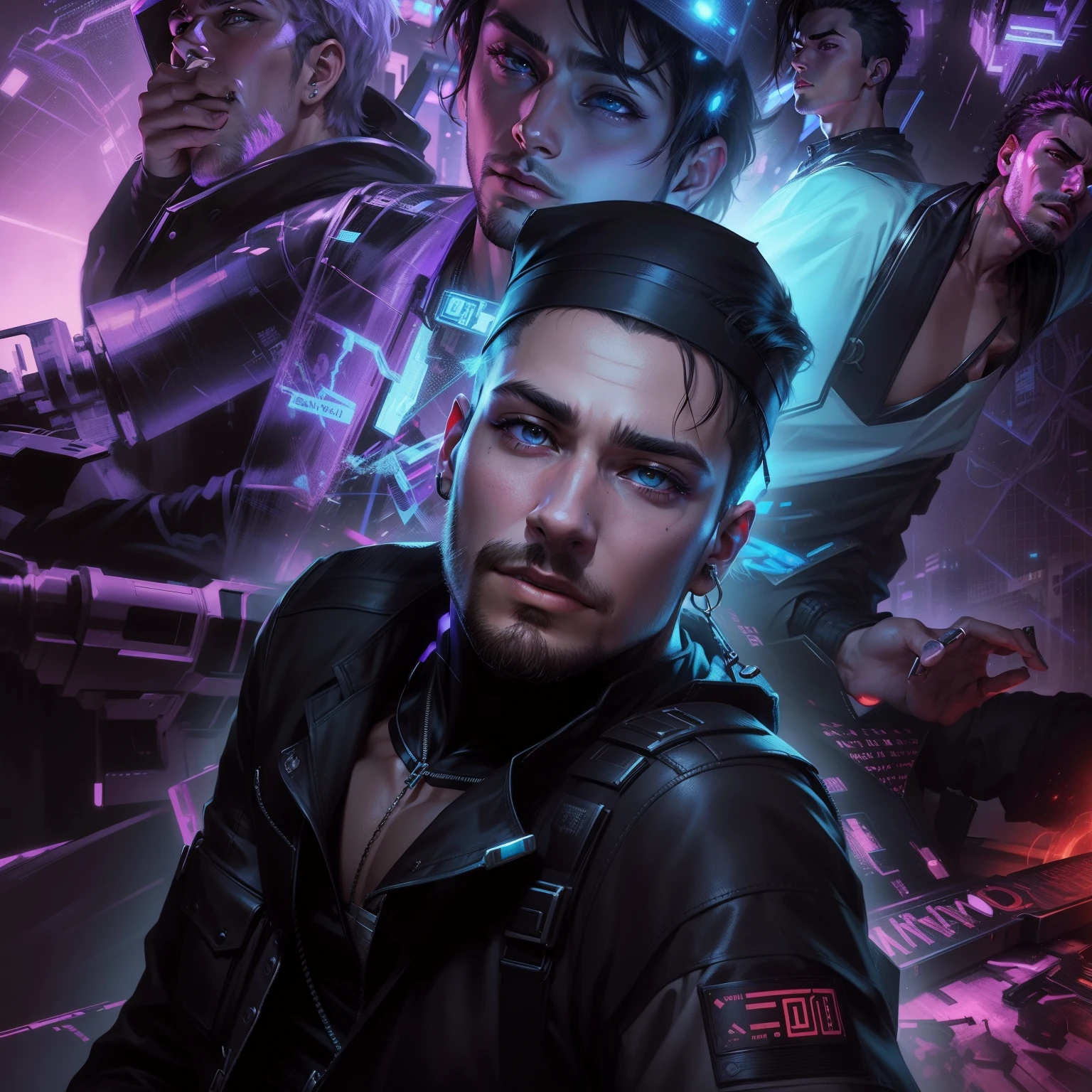 change background cyberpunk handsome boy,realistic face,8k, ultra realistic