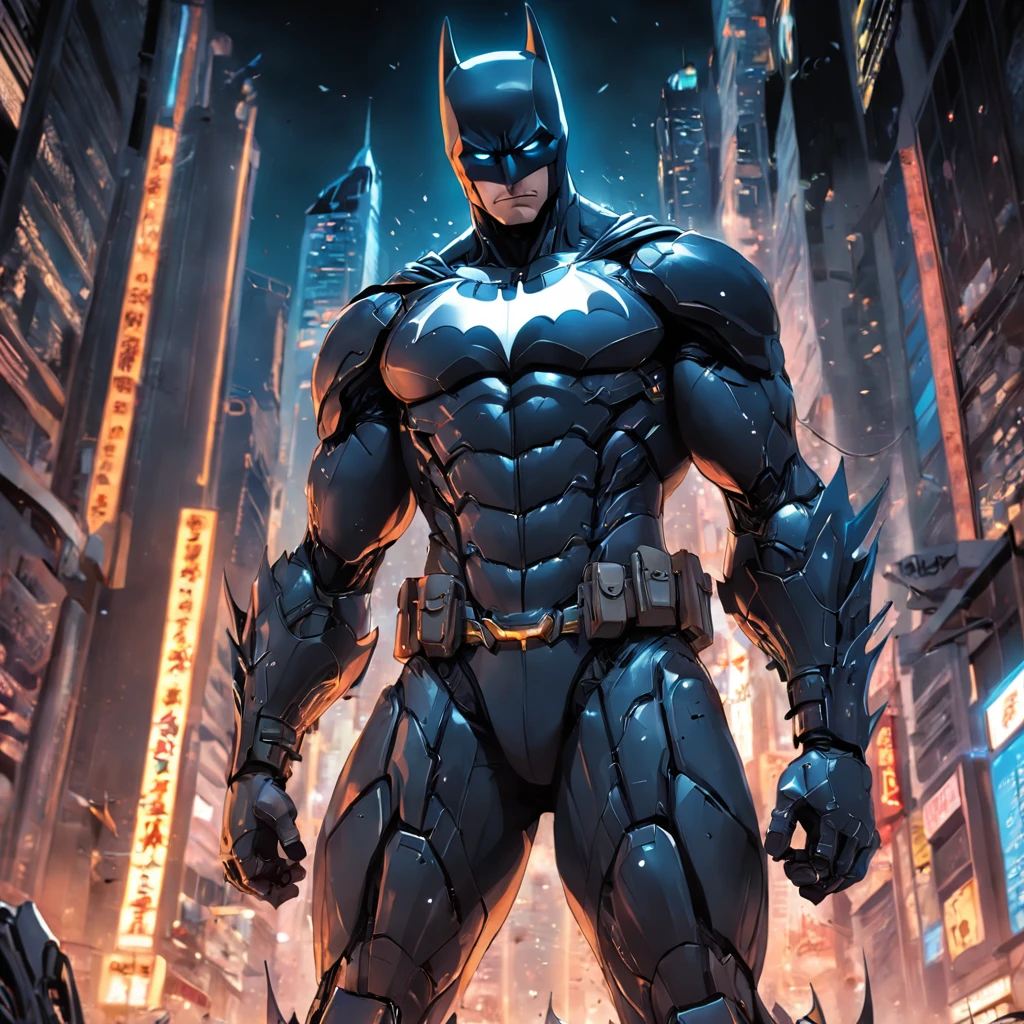 Realistic depiction of an advanced cybersuit, Batman from DC Comics