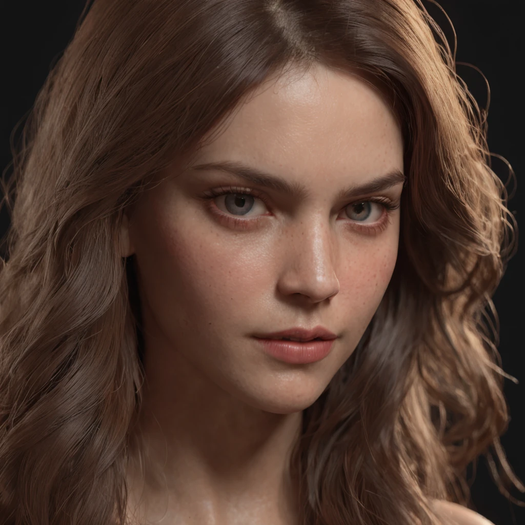 1 woman((realist:1, happy)), masterpiece, Best Quality, ultra detailed, Alone, happy, happy, nude, brown hair, Long hair, black eyes, happy, sexy, Whole body