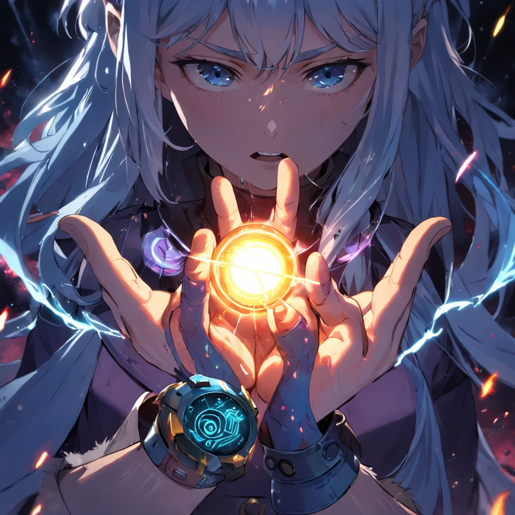 Insert shot of a Viking hand activating a holographic self-destruct button.