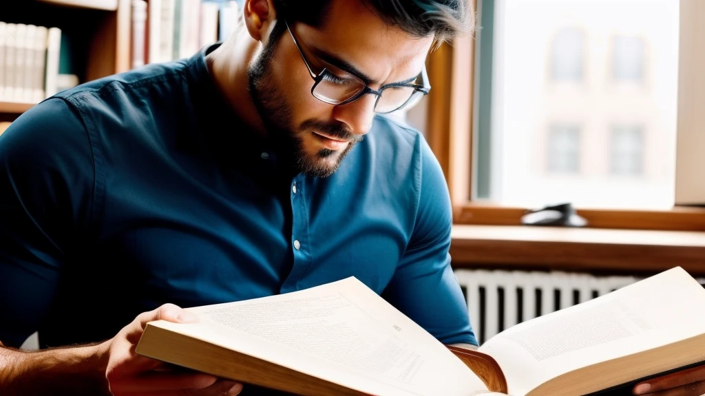 A man reading, writing, and internalizing