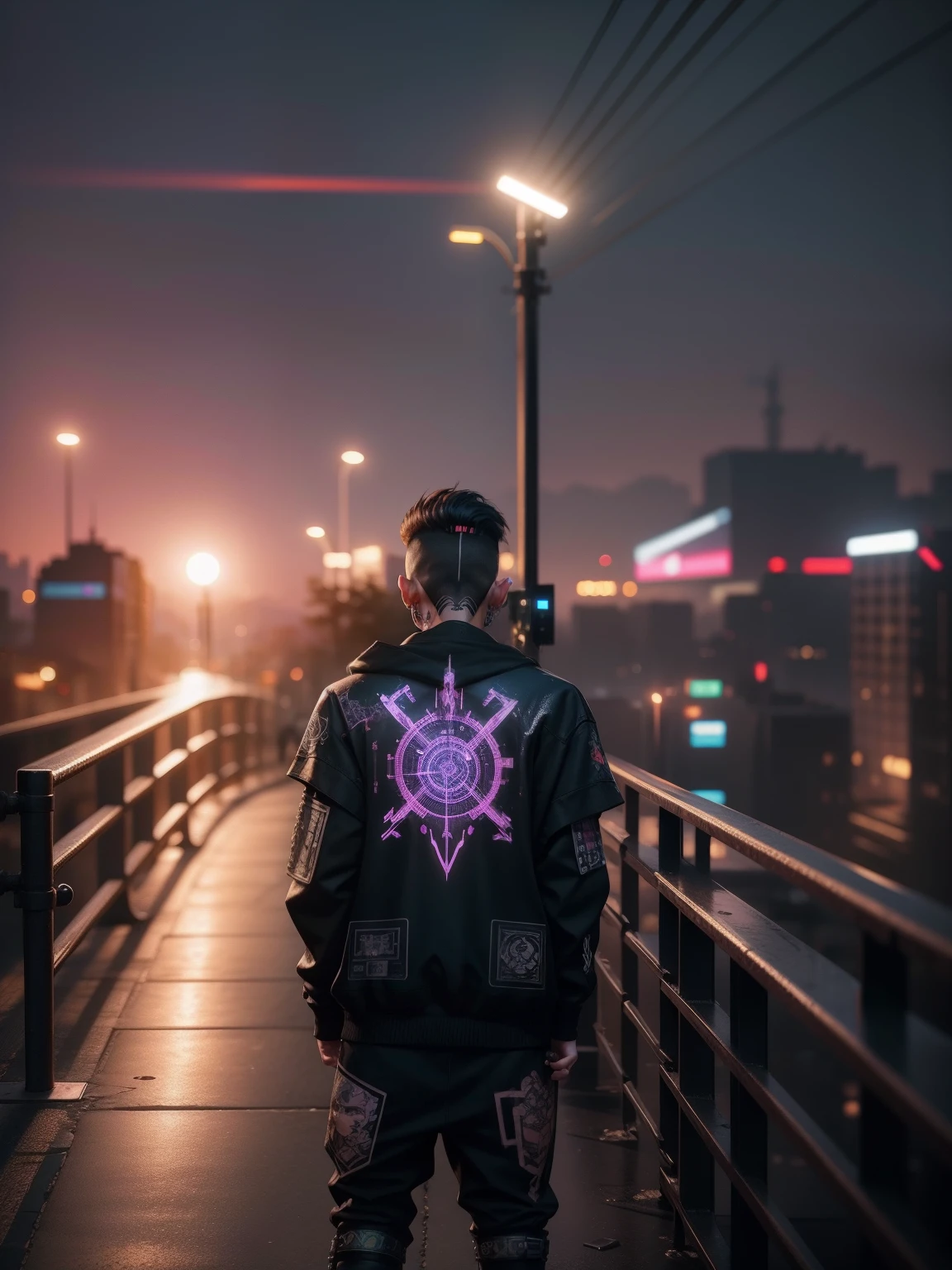cyberpunk little boy high details tattoo on hand Full real face on high details 8k