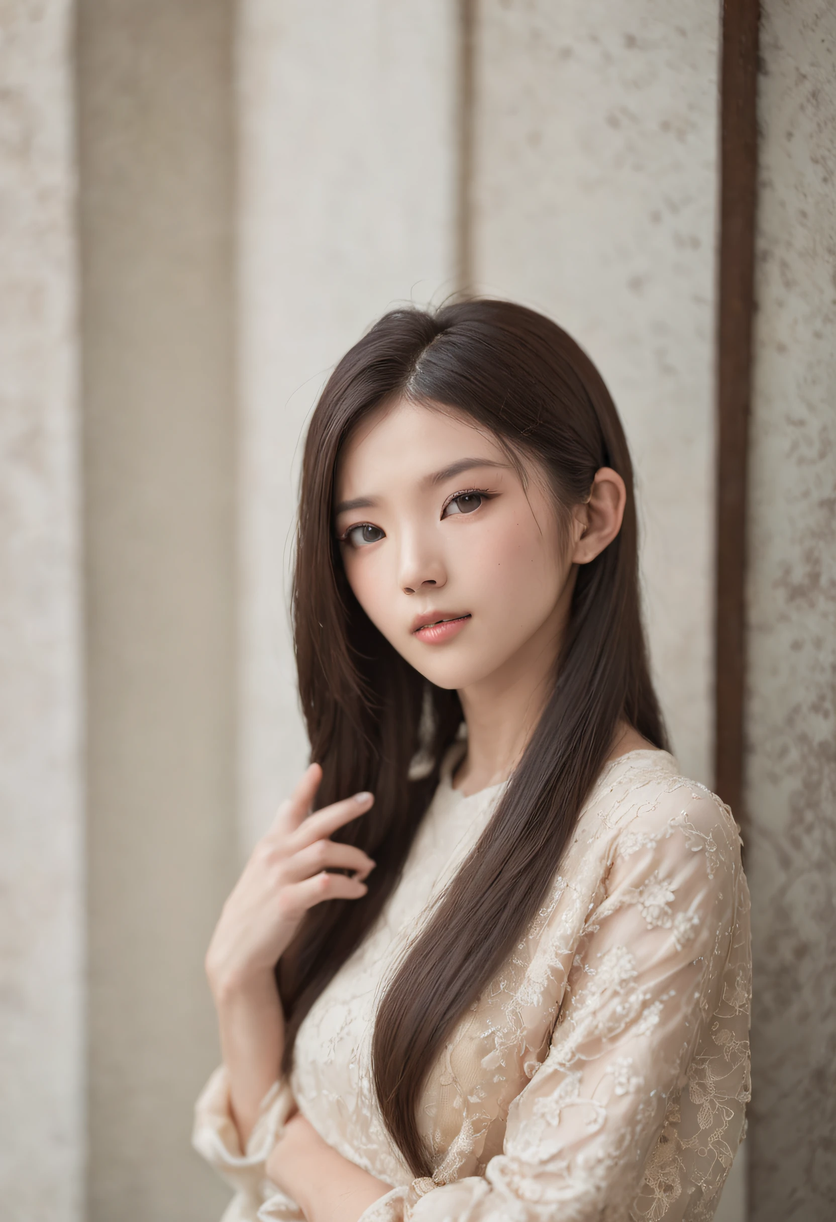 ２D Japan　modern day　Extraordinary Beauty　Long straight hair　A dark-haired　No hair ornaments　Glamour