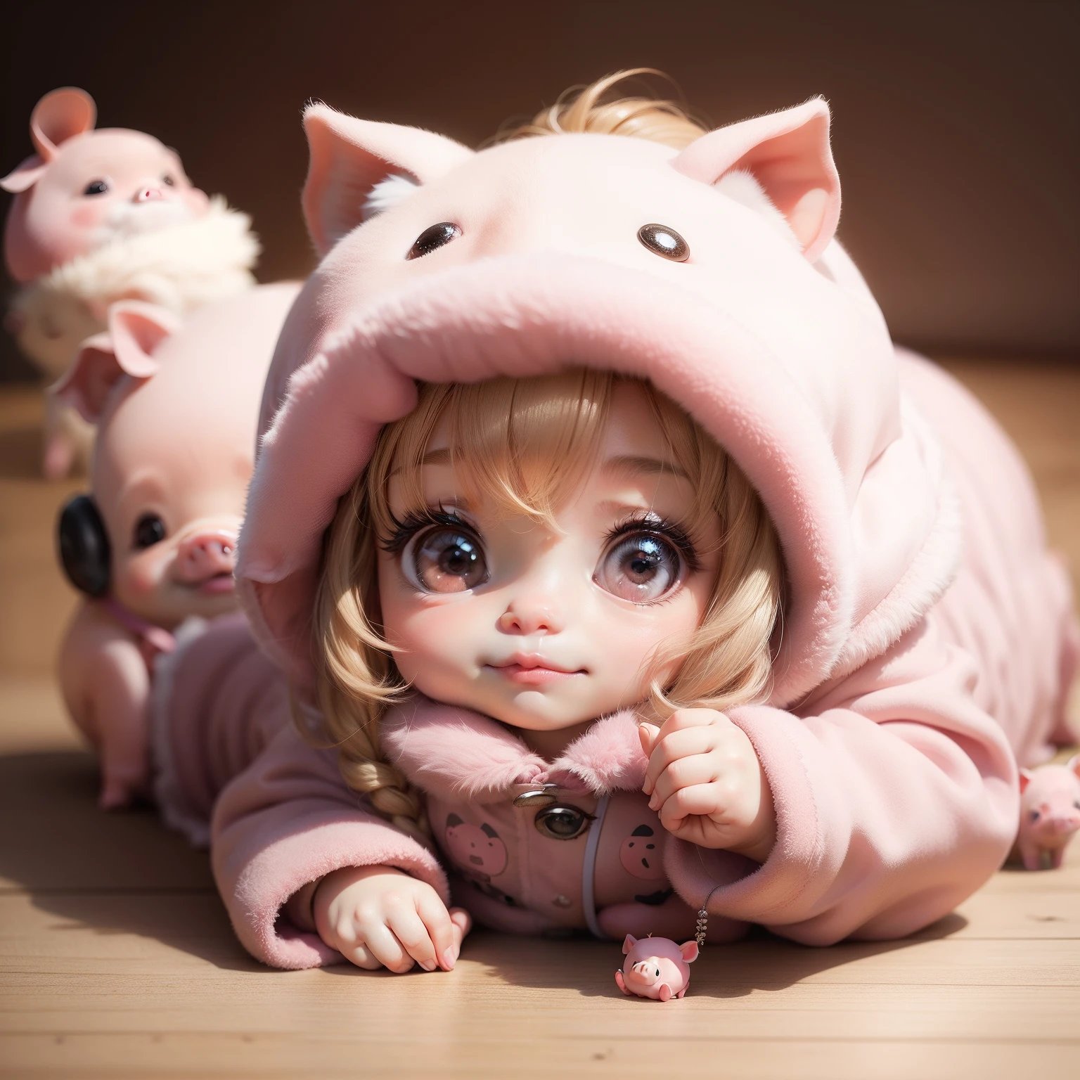 chibi、Cute piglets、fur-coat