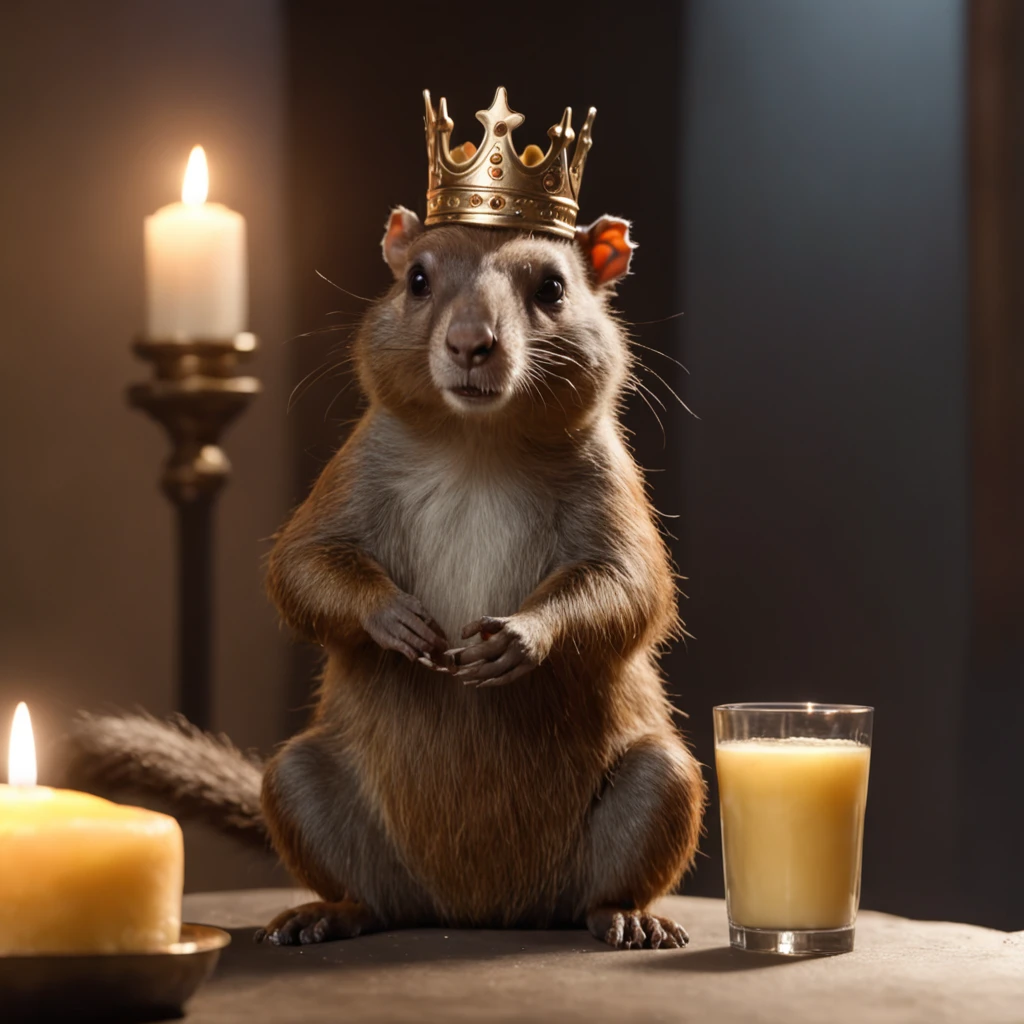 (professional 3d render:1.3) af (Realistic:1.3) most beautiful artwork photo in the world，Marmot with a beautiful crown，anthropomorphic turtle，Mango juice drink in hand，On the table is a cake with candles in the whole body 8K uniform rendering, action  shot, skin pore, very dark lighting, heavyshading, Detailed, Detailed face, (vibrant, photograph realistic, Realistic, Dramatic, Dark, Sharp focus, 8K), (Silk clothing:1.4), ((((dressed in silk)))), (Intricate:1.4), Elegant, (Highly detailed:1.4), Digital painting, rendering by octane, art  stations, concept-art, smooth, Sharp focus, illustration, Art germ, (loish:0.23), (Global illumination, Studio light, volumettic light), heavy rain, particles floating, fantasy, elf, full bodyesbian, ((Dark and ancient city background:1.3)),CGSesociety,art  stations