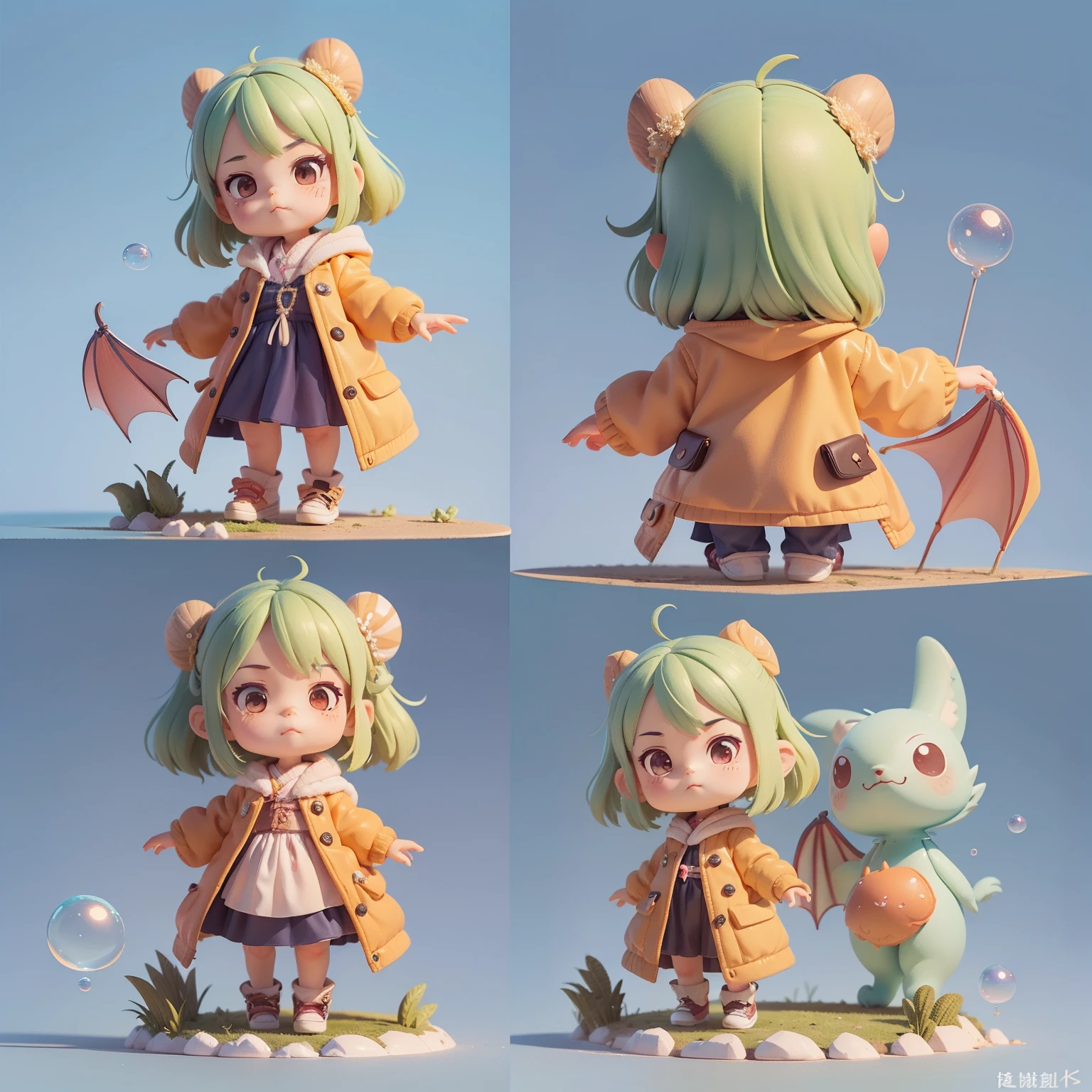 Ridiculous resolution, A high resolution, (巨作:1.4), ultra - detailed, Super cute girl full body 3D drawing，adolable，Poppy blind box，guardians of the galaxy, look from down, comical，the space, afloat，magia，earth in the sky，Blue Planet --v 6