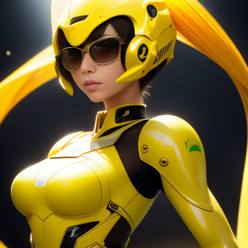 Highest image quality，Outstanding details，超高分辨率，（Fidelity：1.4），The best illustration，Favor the details，Highly cohesive 1girl，He has a delicate and beautiful face，Dressed in lemon-yellow mechs，wearing a mech helmet，Hold the direction controller，Ride on a heavy motorcycle，Lunar soil background