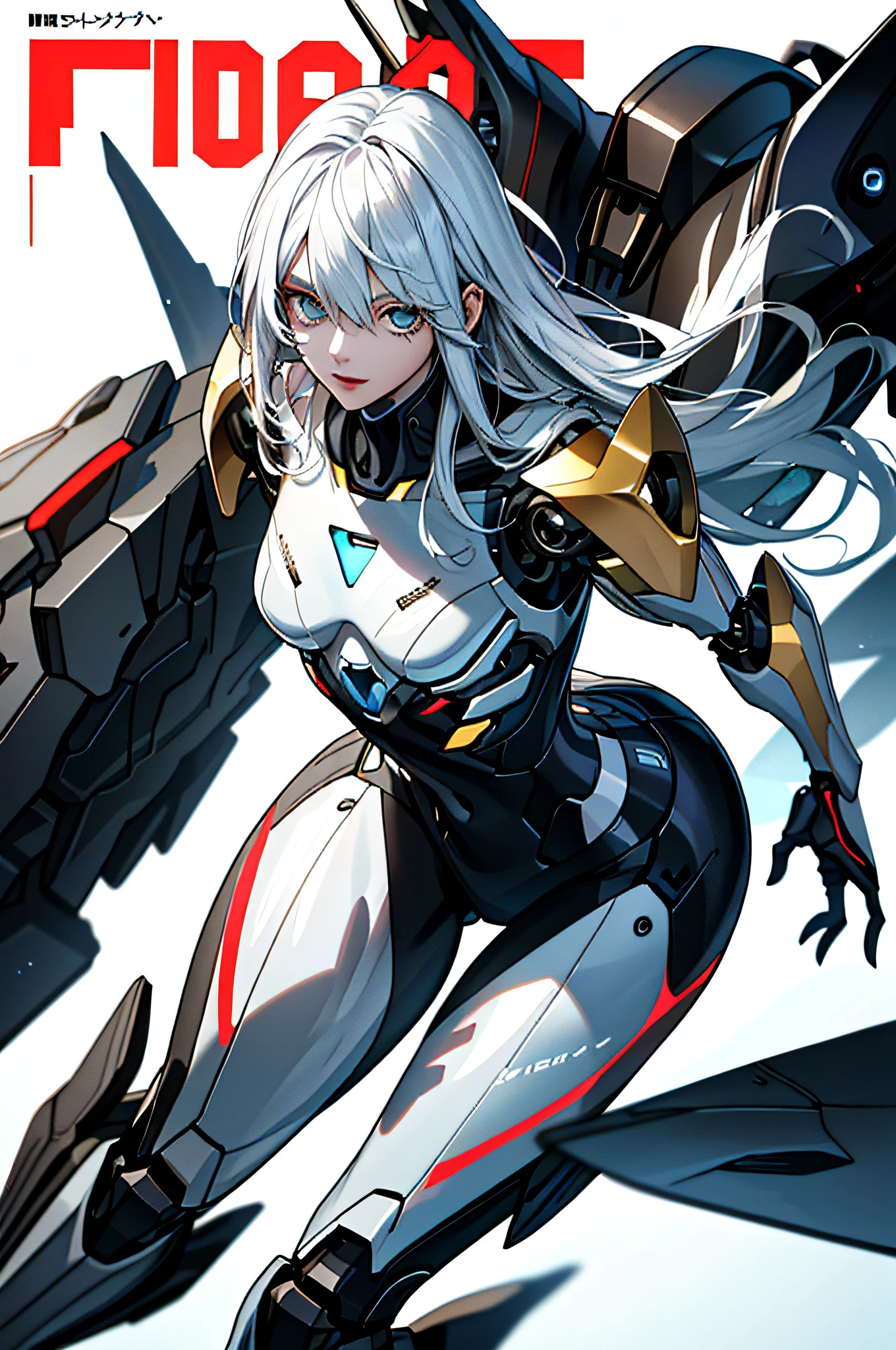 android girl(metallic skin, big breast, cyber joint, mechanical wing), assault,