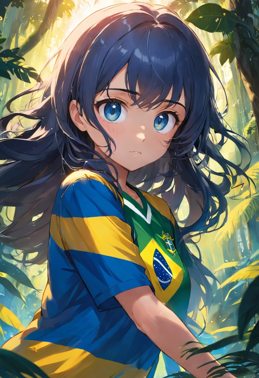 Menino e menina, Bandeira do Brazil, Blue circle, faixa amarela, capa de livro, childrens, Brasil, Brasil, futeBol, camisa do Brasil. Amazon Rainforest, arara azul. BRAZÃO Brazilian National Team.