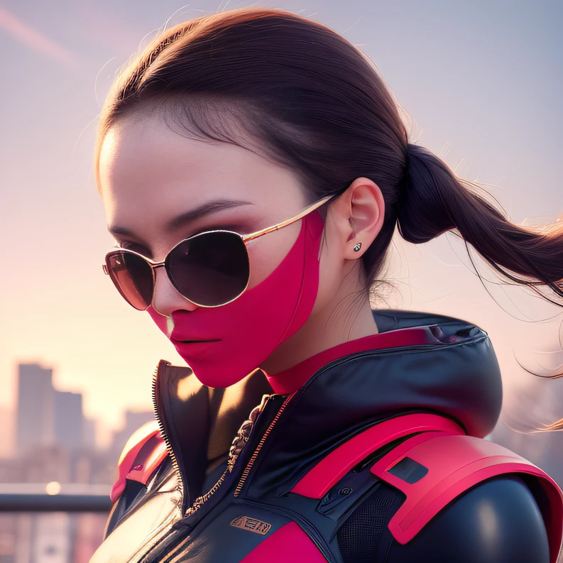 Highest image quality,Outstanding details,超高分辨率,(Fidelity:1.4),The best illustration,Favor the details,Highly cohesive 1girl,He has a delicate and beautiful face,Dressed in a light blue mech,wearing a mech helmet,Hold the direction controller,Riding on a motorcycle,The background is a high-tech lighting scene of the abandoned city of the future,Black gold antlers, Red and black cape,Rouge overalls,Water vapor female spy,Rouge complexion,Sauna buttocks mist jelly flat chest,Golden wire fish net knee pads space jump,Top view,Wear boxing gloves,extremely happy,International model