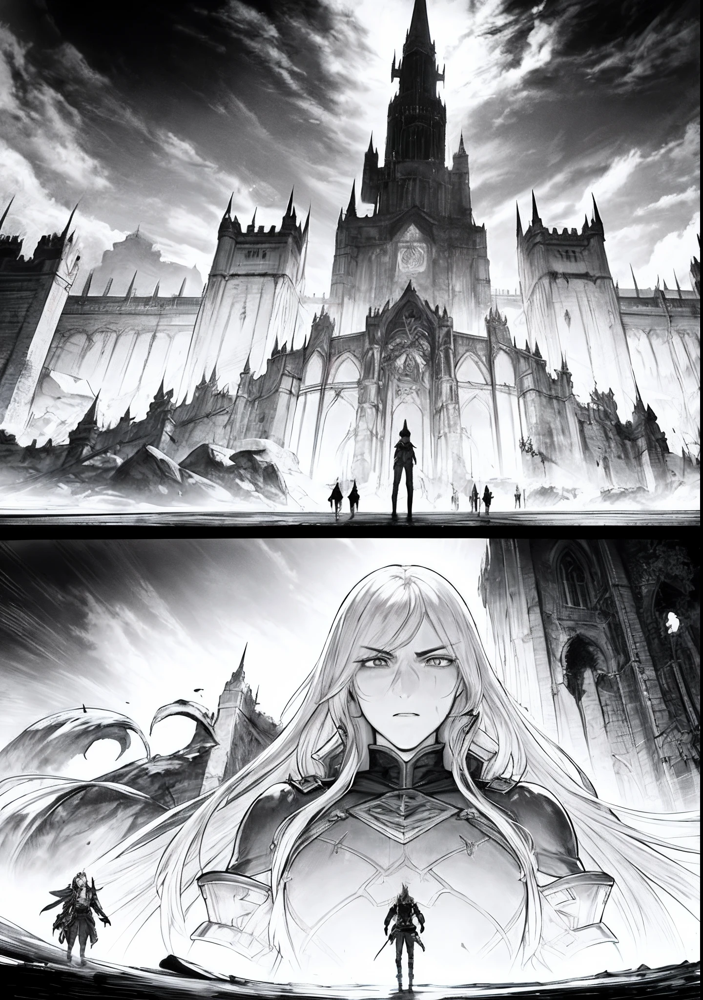 The legendary Castlevania War Battle: Lords of Shadow in a dynamic work. Illustrer le choc des forces surnaturelles, The value of the hero, and the impending darkness enveloping the battlefield. Let the art convey the raw emotions and intricate details of that pivotal moment in the hyper realistic super detailed super detailed game sharp details high resolution