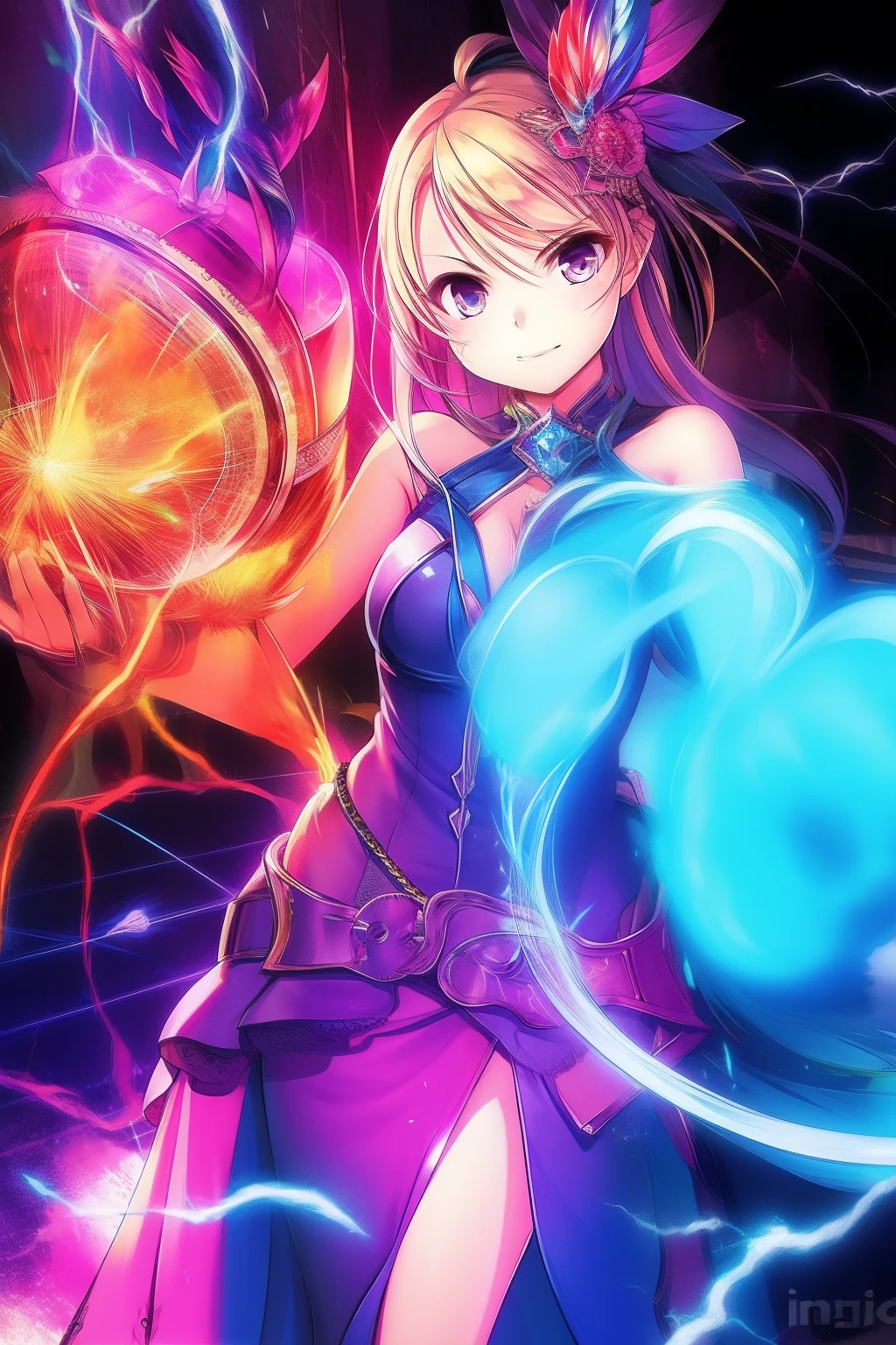 Electric spark gorgeous colorful woman