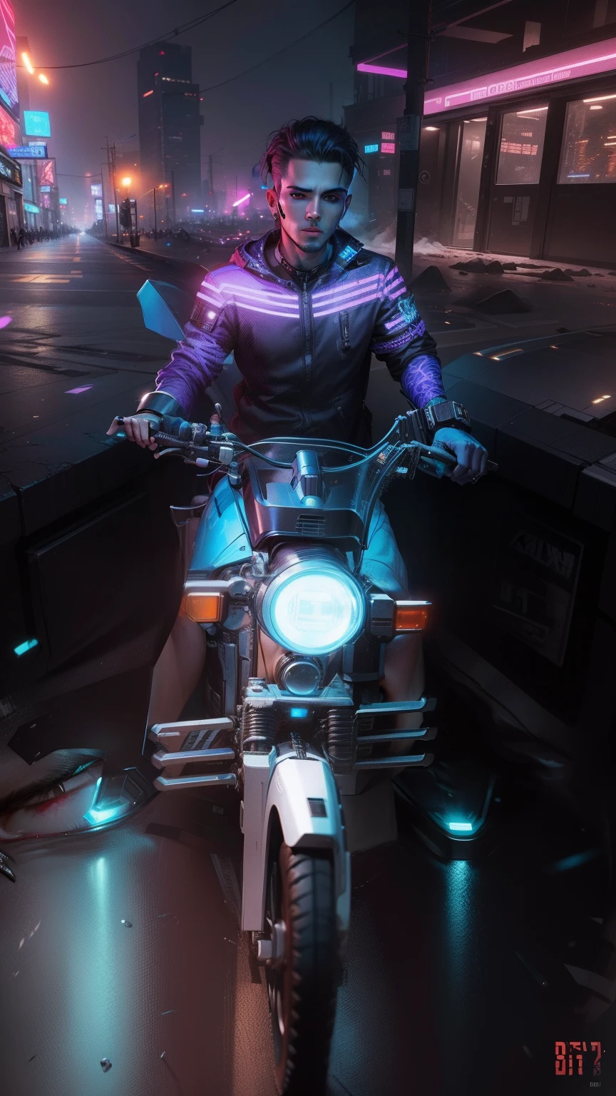 Change background cyberpunk handsome boy, realistic face, 8k, ultra realistic,