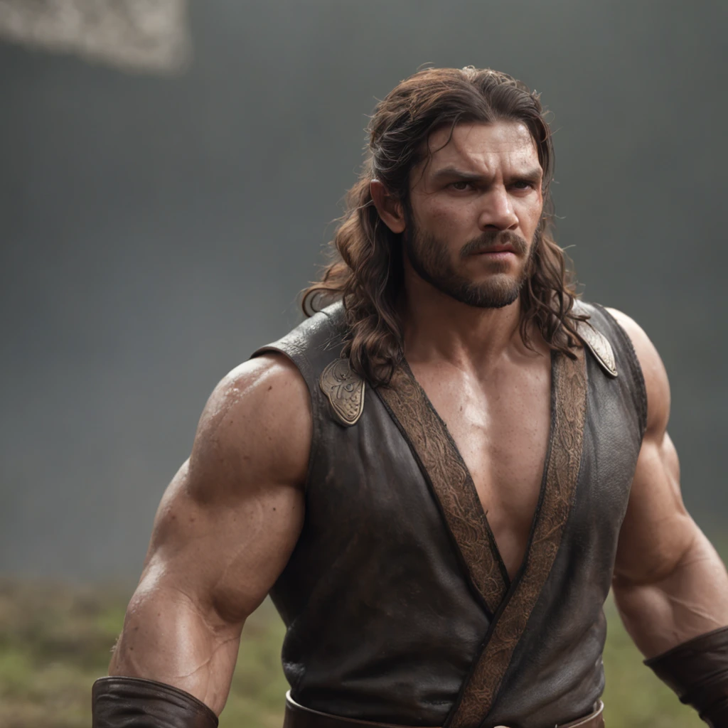 (Professional 3D rendering:1.3) de (Realistic:1.3) Foto de arte mais bonita do mundo,Features soft, bright male heroes, ((Epic hero fantasy rough muscular man wet hero angry look long hair short beard and fierce expression in dynamic pose, fantastic location, majestoso ambiente desordenado)), corpo inteiro 8k unidade render, action shot, poros da pele, very dark lighting, sombreamento pesado, circunstanciado, Rosto detalhado, (vibrante, fotogrdeia realista, Realistic, Dramatic, Escuro, foco nítido, 8k), (Old leather clothes damaged by bad weather:1.4), ((((Use peles)))), (intrincado:1.4), decadente, (altamente detalhado:1.4), pintura digital, rendering by octane, art stations, Conceito-Arte, liso, foco nítido, illustration, germe da arte, (Loish:0.23), Wlop Ilya Kuvshinov, e Greg Rutkowski e Alphonse Mucha Gracias, (global ilumination, studiolight, Light Volumetric), chuva forte, floating particles, patife, fantasia, Onze, corpo inteiroesbian, ((Fundo escuro e antigo da cidade:1.3)),CGSesociedade,art stations