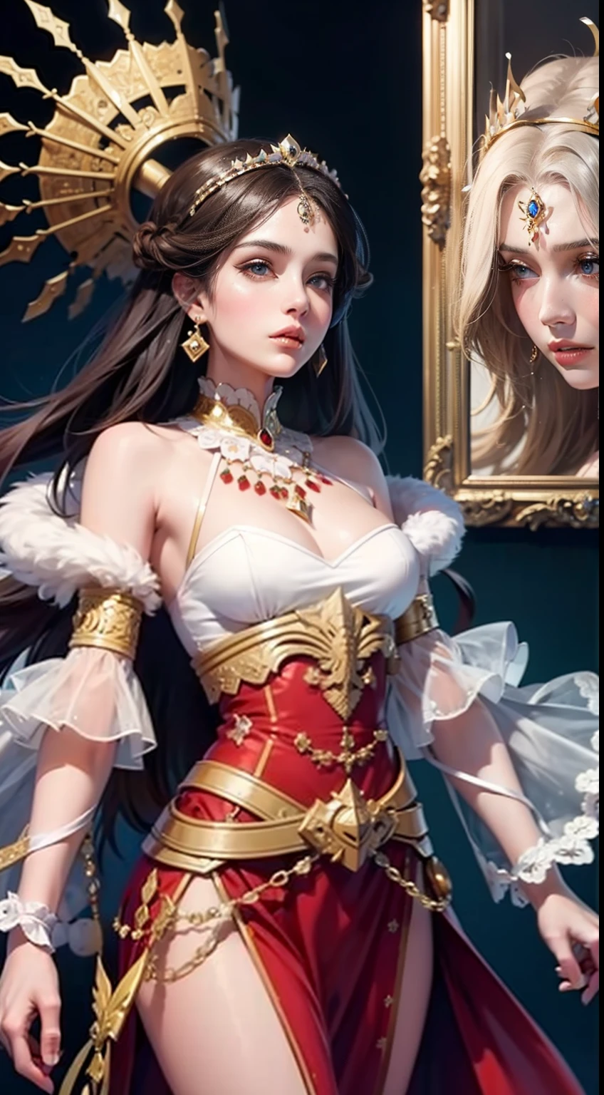 Beautiful woman in exquisite modern emperor's new clothes