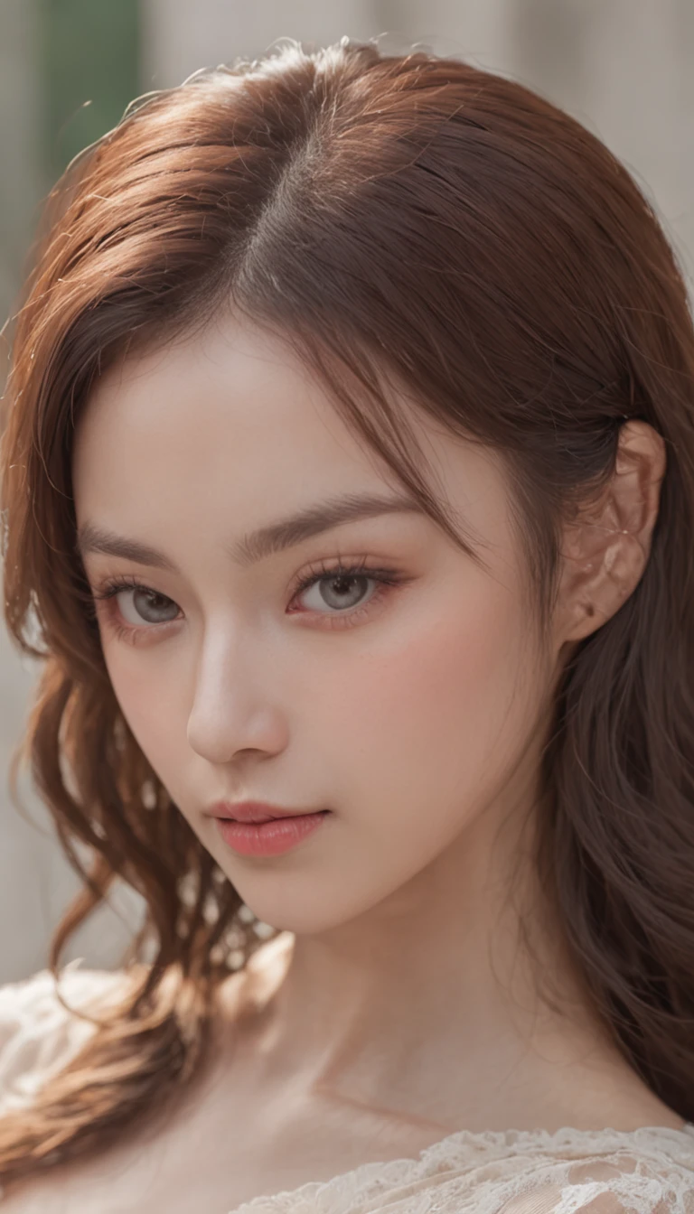 top-quality、masterpiece、超A high resolution、Full body portrait, boobs show、(Photorealsitic:1.4)、Raw foto、Natalie with brown eyes、Detailed facial texture、