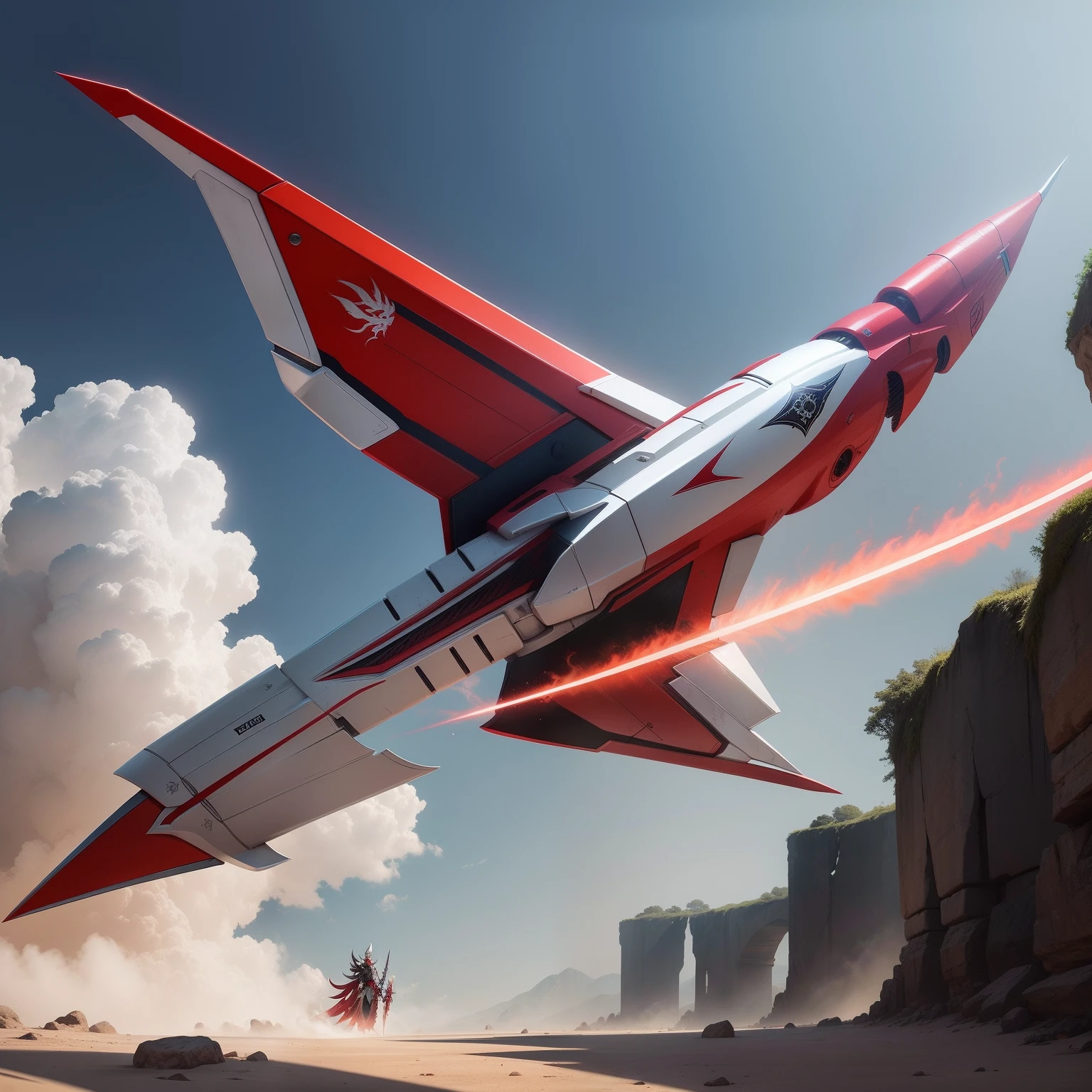 A espada deve ter um design impressionante, with bright red blade and silver details. It may be stuck on the ground or hovering in the air. A imagem deve destacar a espada como o foco principal, a espada deve ser gigante