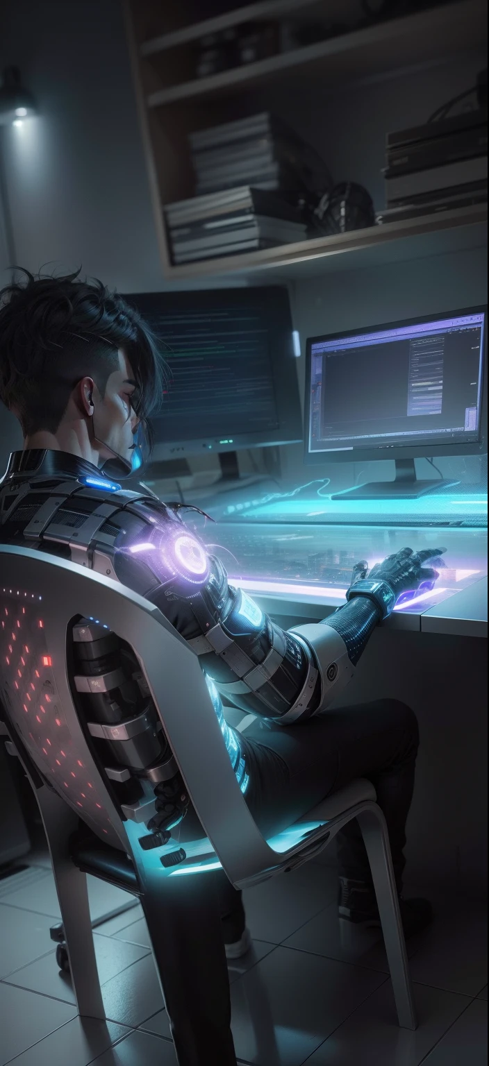 In this picture he is male Do brilliant ai and new futuristic realistic scary dangerous view