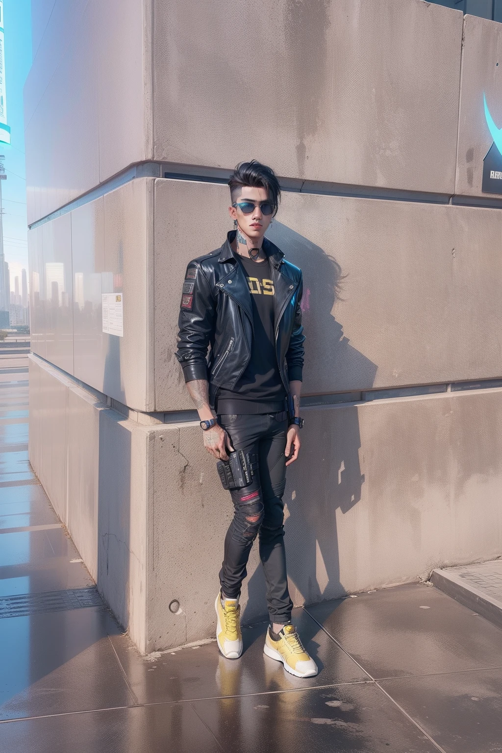 Change background cyberpunk handsome boy.realistic face.