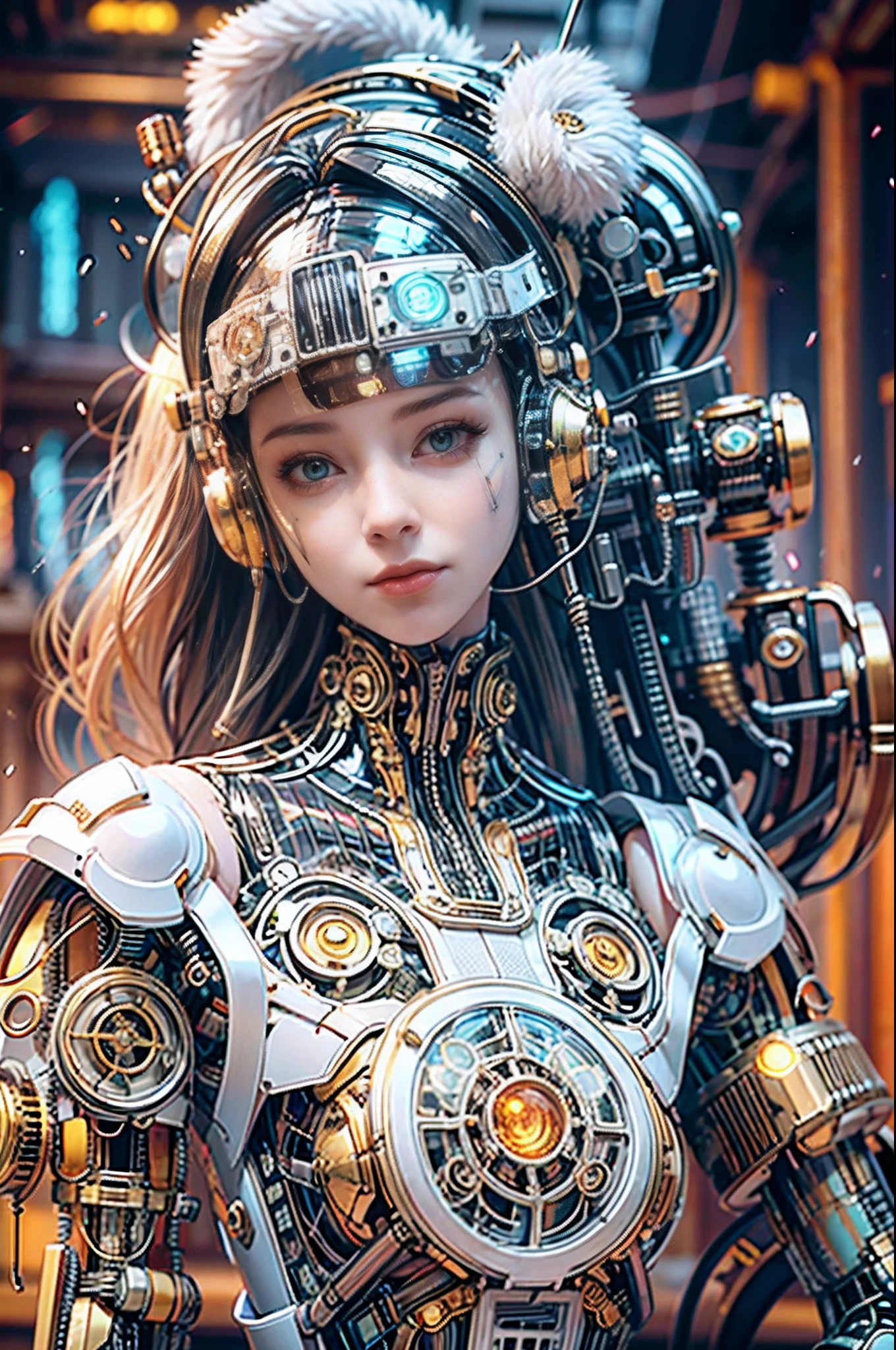Transparent mechanical beauty,cyber punk perssonage,dreamy glow,luminous neon lights,(globalillumination,Ray traching,hdr,The rendering is not realistic,Rational design,high detal,tmasterpiece,best qualtiy,hyper HD,cinmatic lighting),Mecha musume